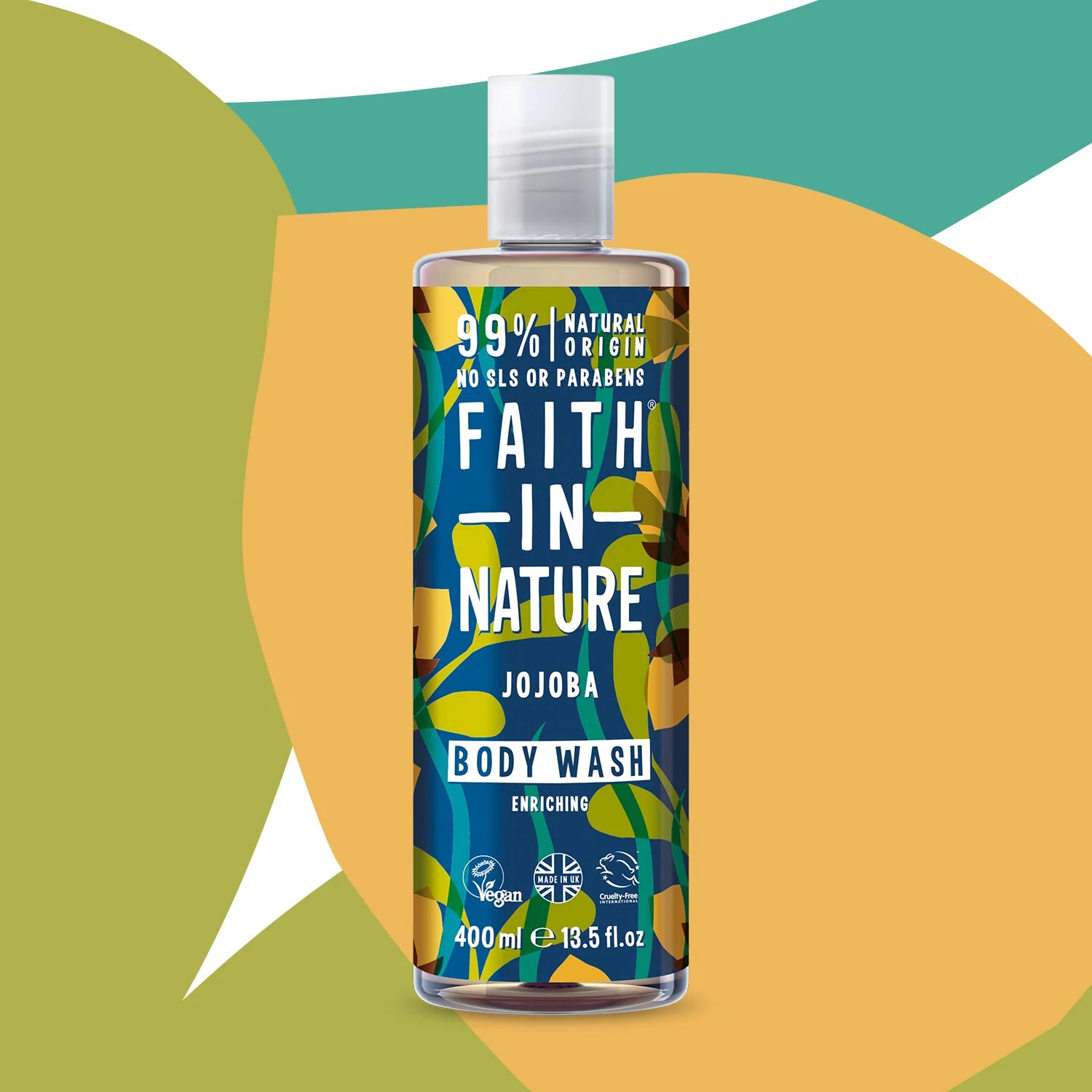 Faith in Nature Jojoba Body Wash 400ml - Natural Moisturizing Shower Gel for Dry & Sensitive Skin - Perfect for Daily Hydration & Relaxing Bath Time