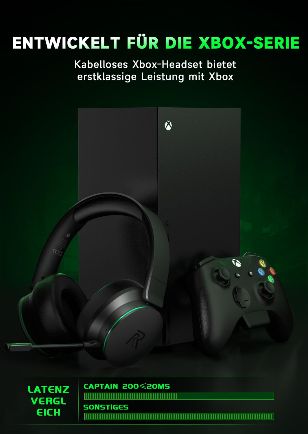 Wireless Gaming Headset for Xbox Series X|S, Xbox One, PS5, PS4, PC - Bluetooth 5.3 Over-Ear Headphones with Noise Cancelling Mic | Perfect for Competitive Gaming, Streaming & Online Chat
