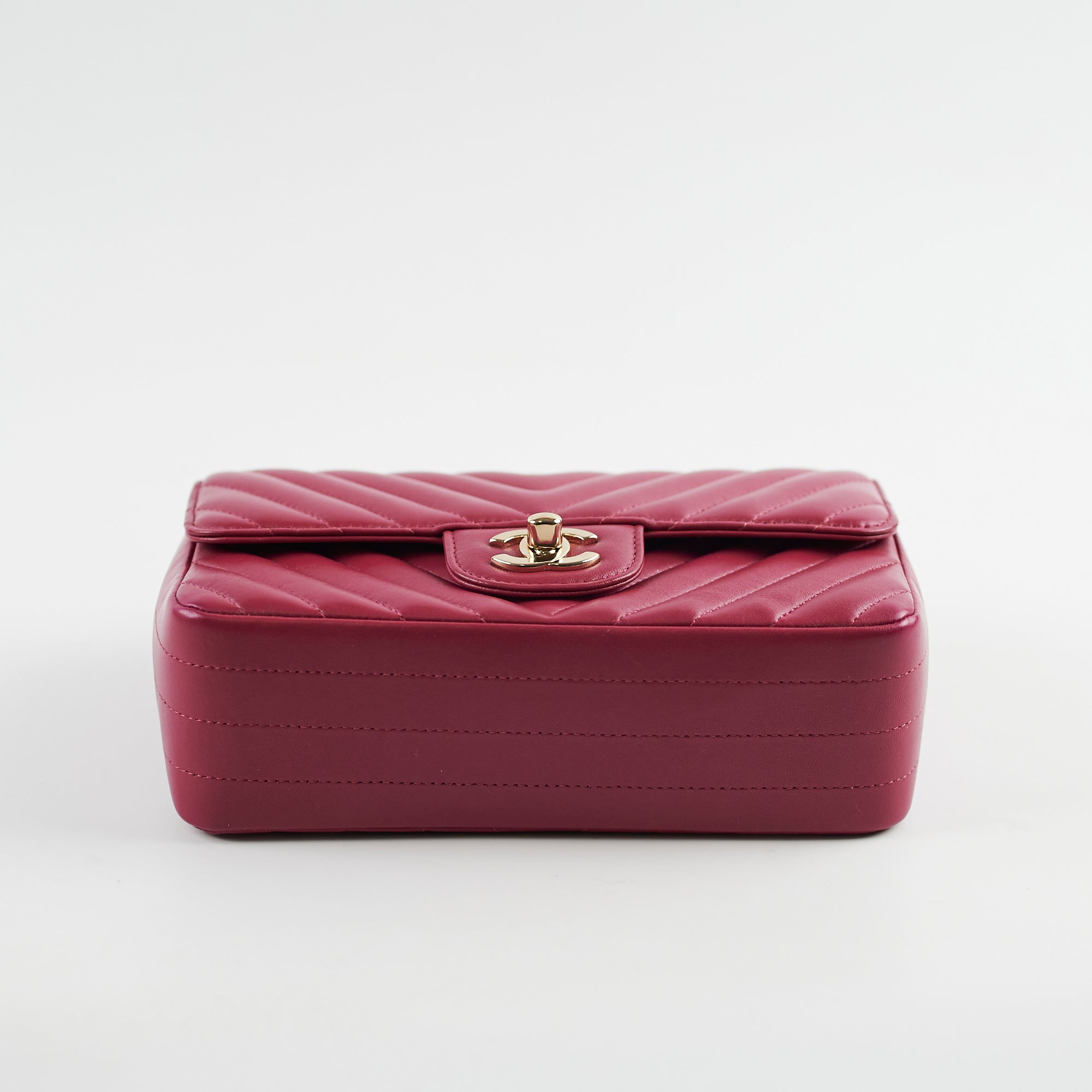 Chanel Mini Rectangular Bag in Dark Pink Chevron Lambskin Leather - Luxury Crossbody Purse for Women, Perfect for Date Night & Special Occasions