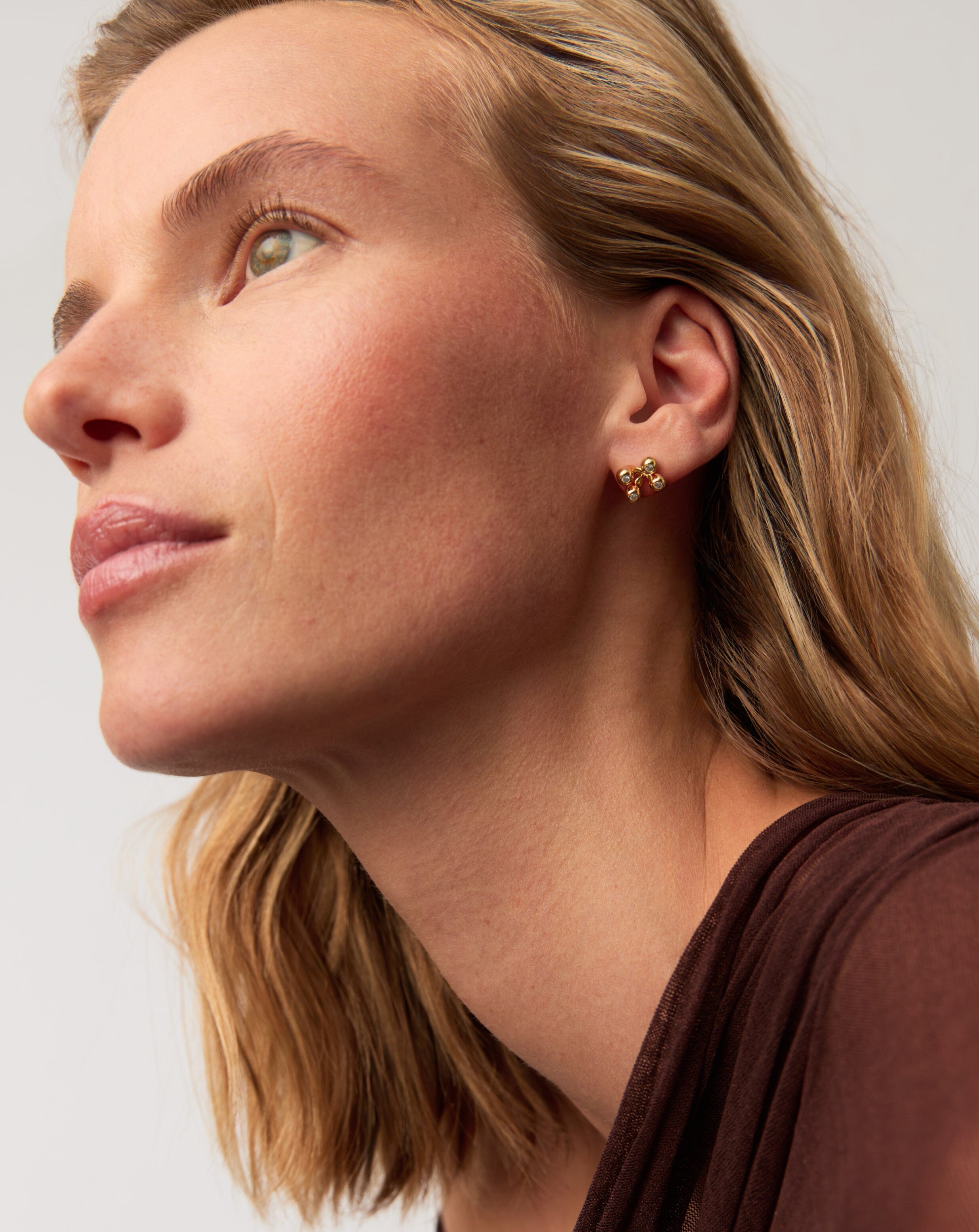 18k Gold Vermeil Atom Stud Earrings - Minimalist Science Jewelry for Women, Perfect for Everyday Wear & Gift Giving