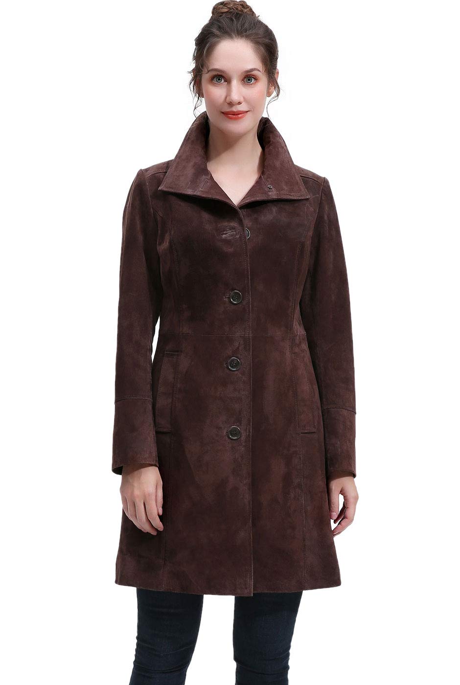 BGSD Women's Suede Leather Walking Coat - Regular, Plus Size & Petite - Lightweight Outerwear for Fall & Winter - Perfect for Daily Commute, Travel & Outdoor Activities