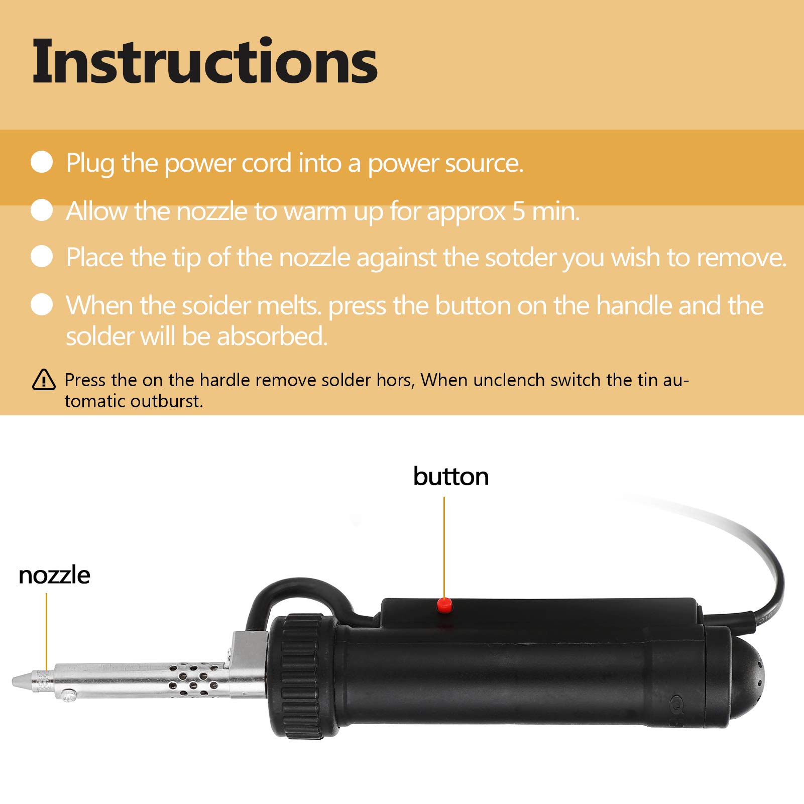 Weytoll 30W Electric Desoldering Pump - Automatic Vacuum Solder Sucker with Tin Suction Tip for Electrical Soldering & PCB Repair | Perfect for Electronics Hobbyists and Professional Technicians