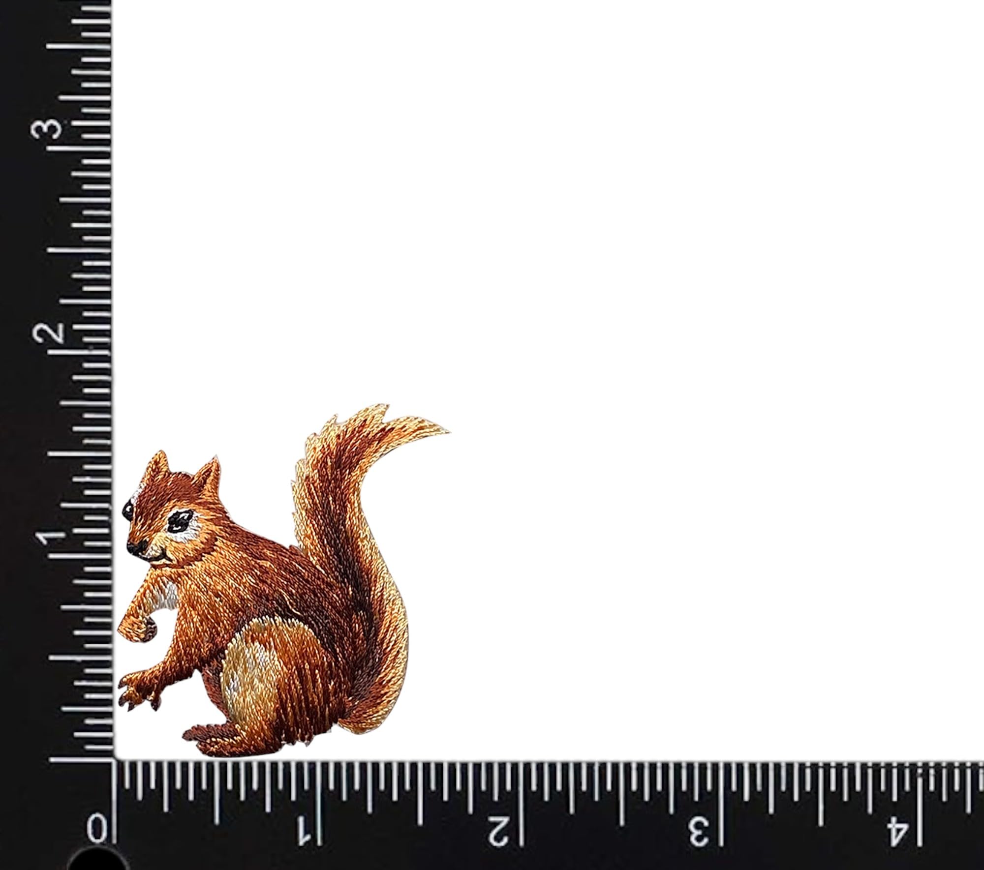 Realistic Left-Facing Squirrel Embroidered Iron-On Patch for Jackets, Backpacks & DIY Crafts - Animal Themed Sewing Accessory