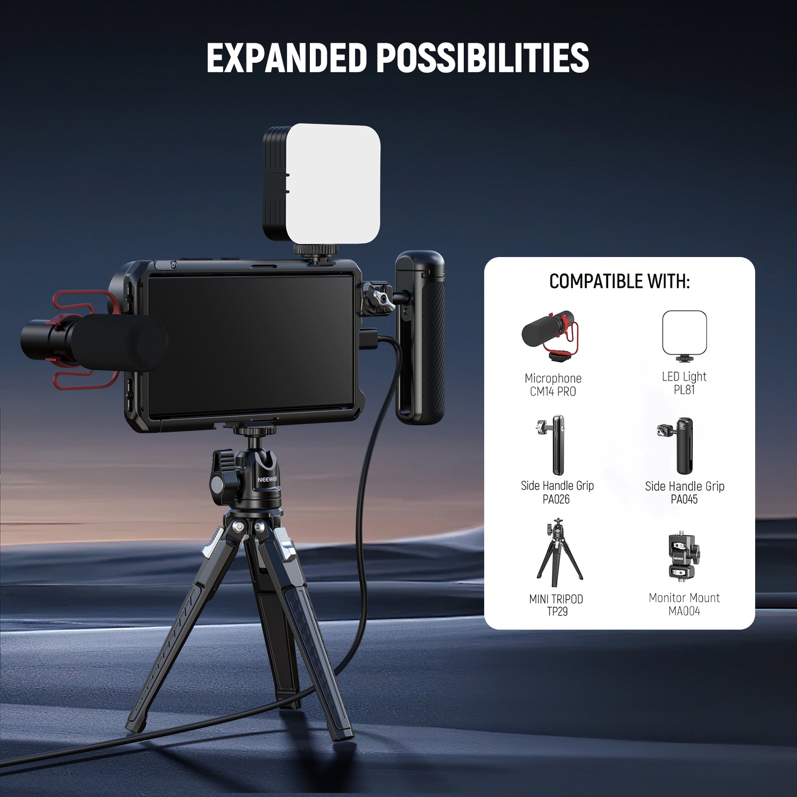NEEWER PA042 Universal Phone Cage Mount for Samsung Galaxy S24 Ultra - Perfect for Smartphone Videography, Vlogging & Live Streaming