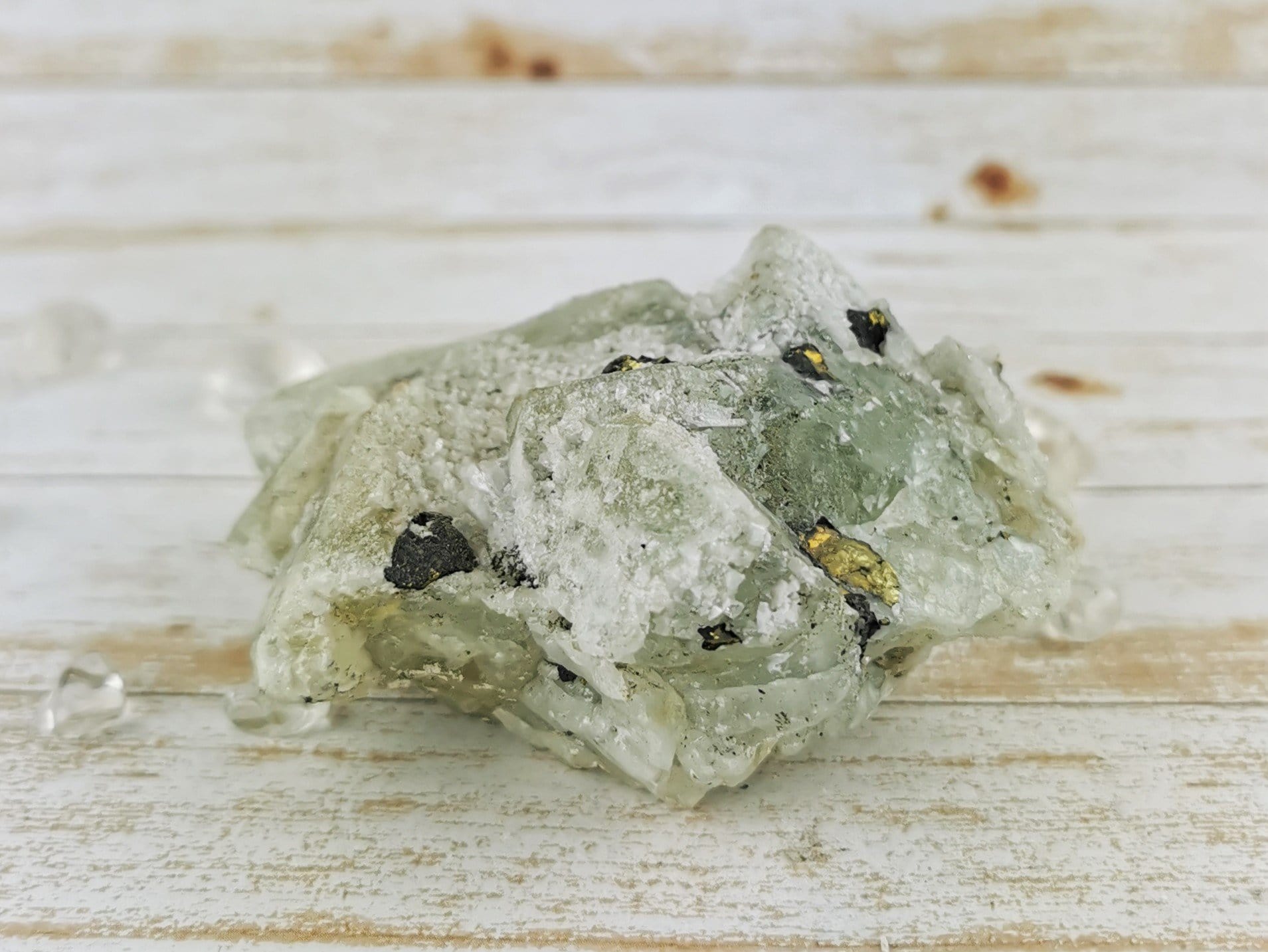 Natural Datolite with Pyrite Crystal Specimen - Rare Mineral Collection for Healing, Meditation & Home Decor