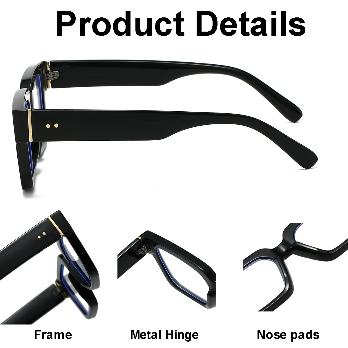 JOVAKIT Square Blue Light Blocking Glasses for Women & Men - Trendy Thick Frame Computer Eyeglasses | Anti-Eyestrain & UV Protection | Perfect for Office Work, Gaming & Screen Time