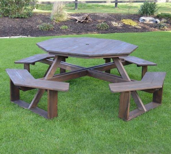 A & L Furniture 54 Inch Octagon Walk-In Dining Table with Free Umbrella Hole - Perfect for Outdoor Patio, Garden, and Poolside Gatherings