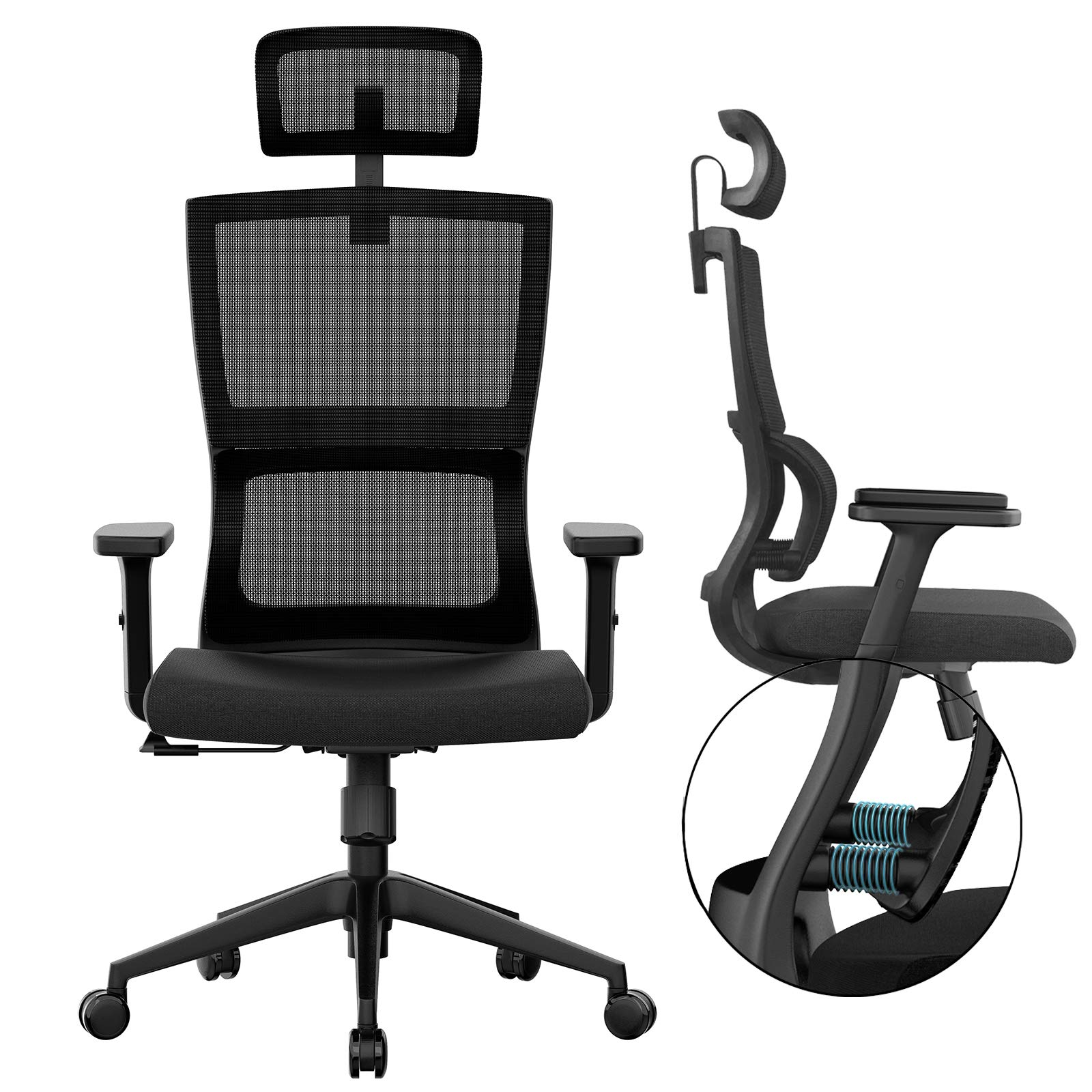 Premium Ergonomic Office Chair with Enhanced Lumbar Support & Adjustable Armrests - Breathable Mesh High Back Computer Desk Chair for Home & Office - Ideal for Long Work Hours, Gaming, and Remote Work Comfort