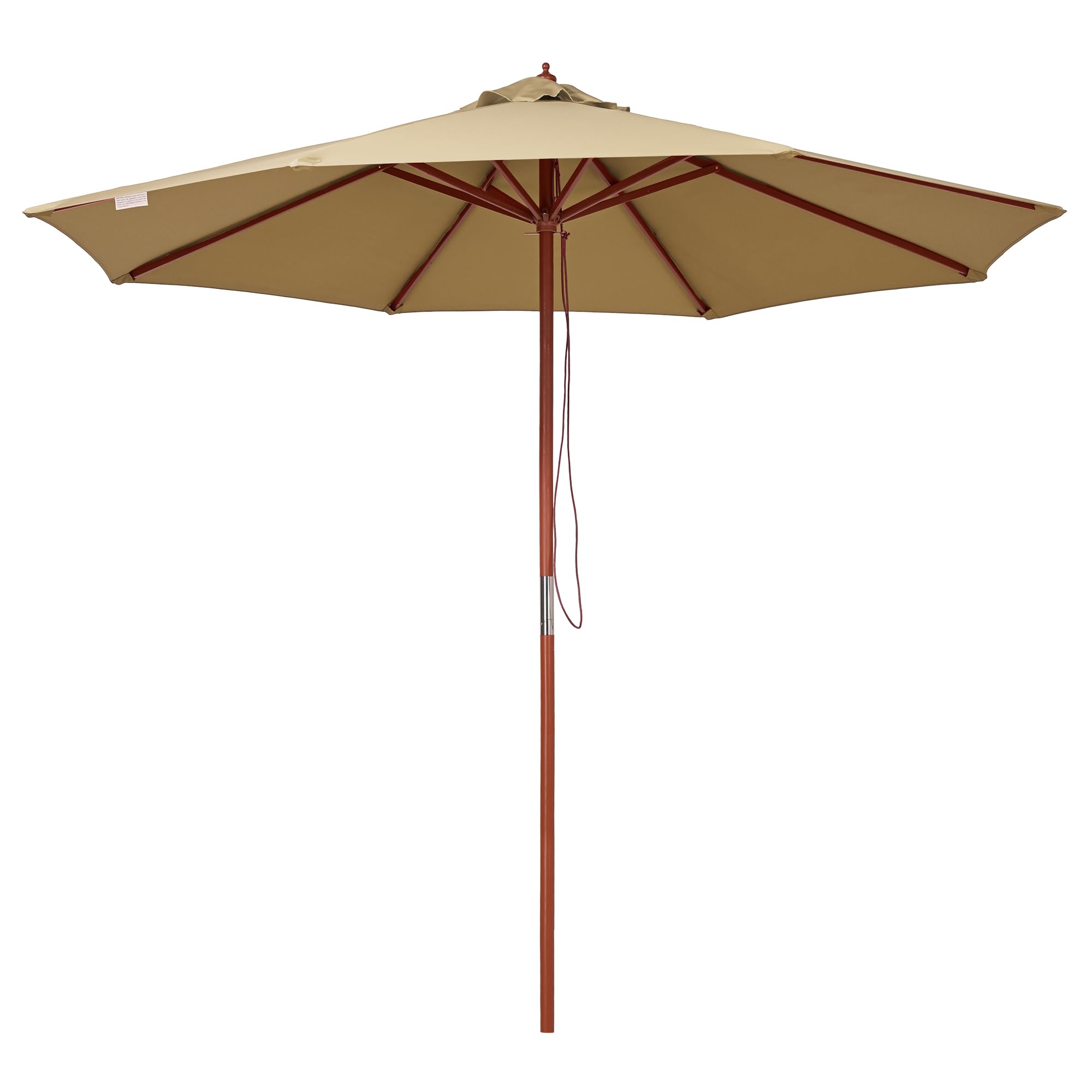 Yescom 9ft Tan Wooden Outdoor Patio Umbrella with Pulley - Perfect for Garden, Yard, Beach, Deck & Cafe - Sun Shade for Outdoor Dining & Relaxation