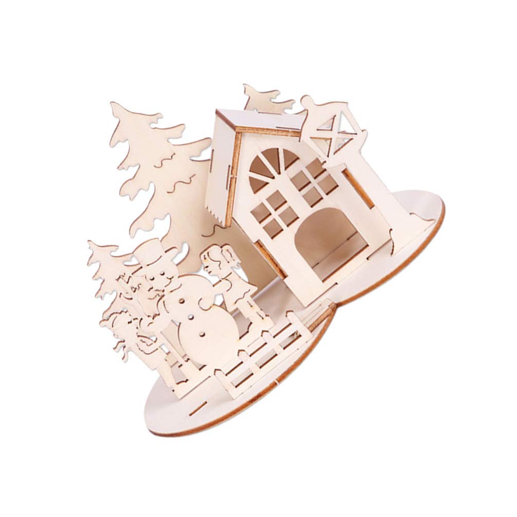2-Piece Wooden Christmas Tabletop Signs & Jigsaw Puzzles for Kids - Santa House Ornaments, DIY Christmas Tree Puzzle Set, 3D Bamboo Holiday Decor - Perfect for Family Activities, Home Decoration & Holiday Gift Giving