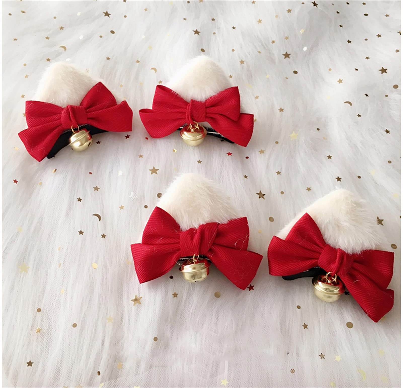 Cute Red Hair Bow Side Clips - Cat Ear Hair Barrettes (2-Pack) for Women & Girls - Perfect for Parties, Cosplay & Everyday Fashion Accessories