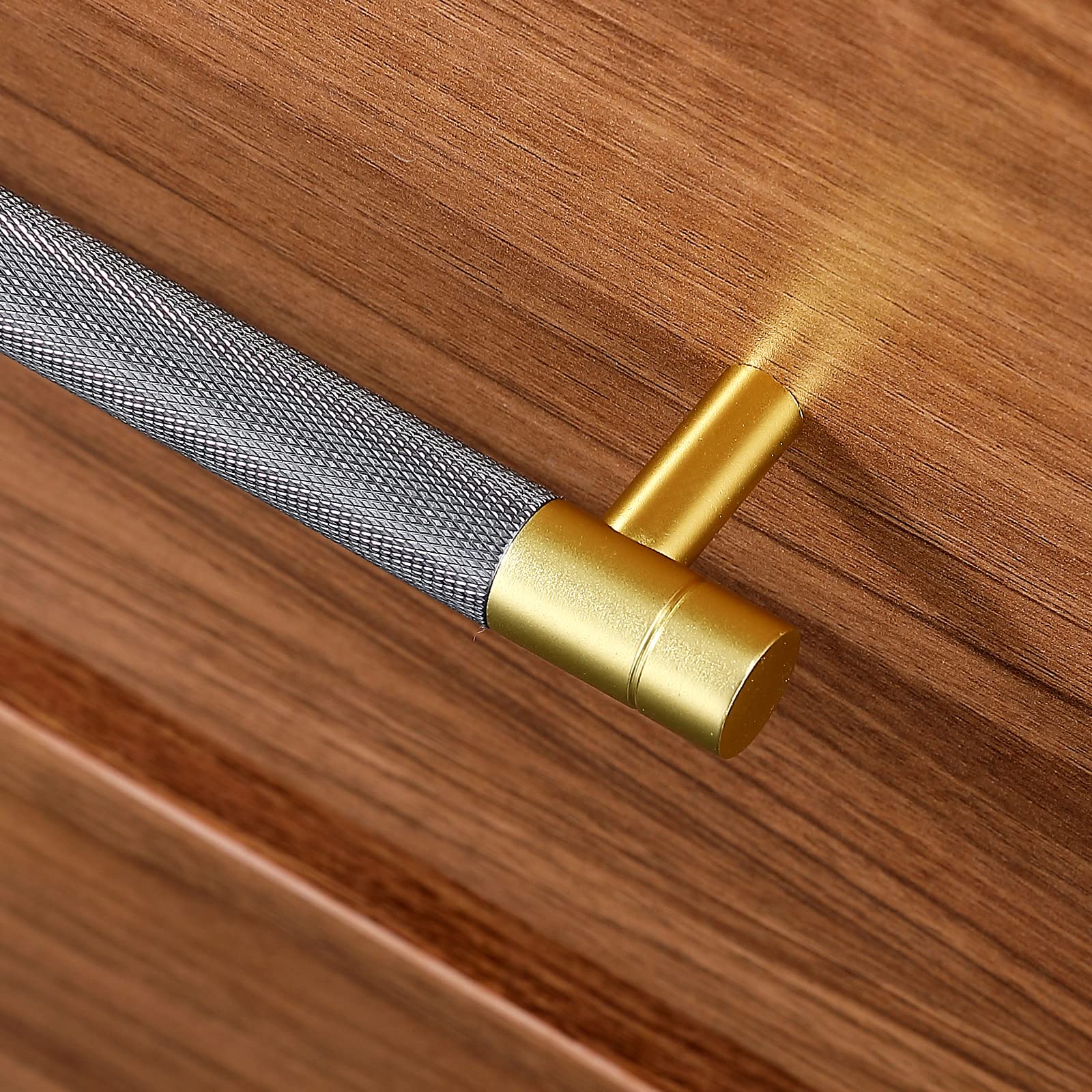 TRUSTMI 10 Pack 5 Inch Cabinet Pulls - Knurled Diamond Pattern Drawer Handles for Bathroom, Kitchen, Cupboard & Vanity - Pewter Grey & Gold Hardware - Perfect for Modern Home & Office Furniture Upgrade