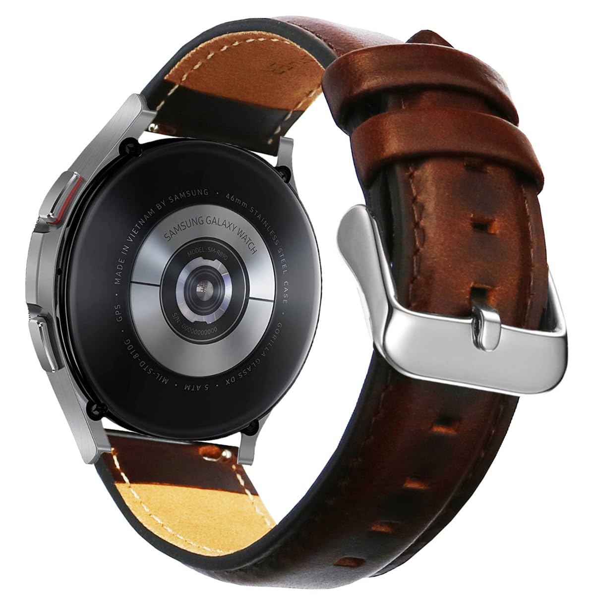 OTOPO Leather Strap for Galaxy Watch 6/5/4 - 20mm Quick Release Band for Work & Travel
