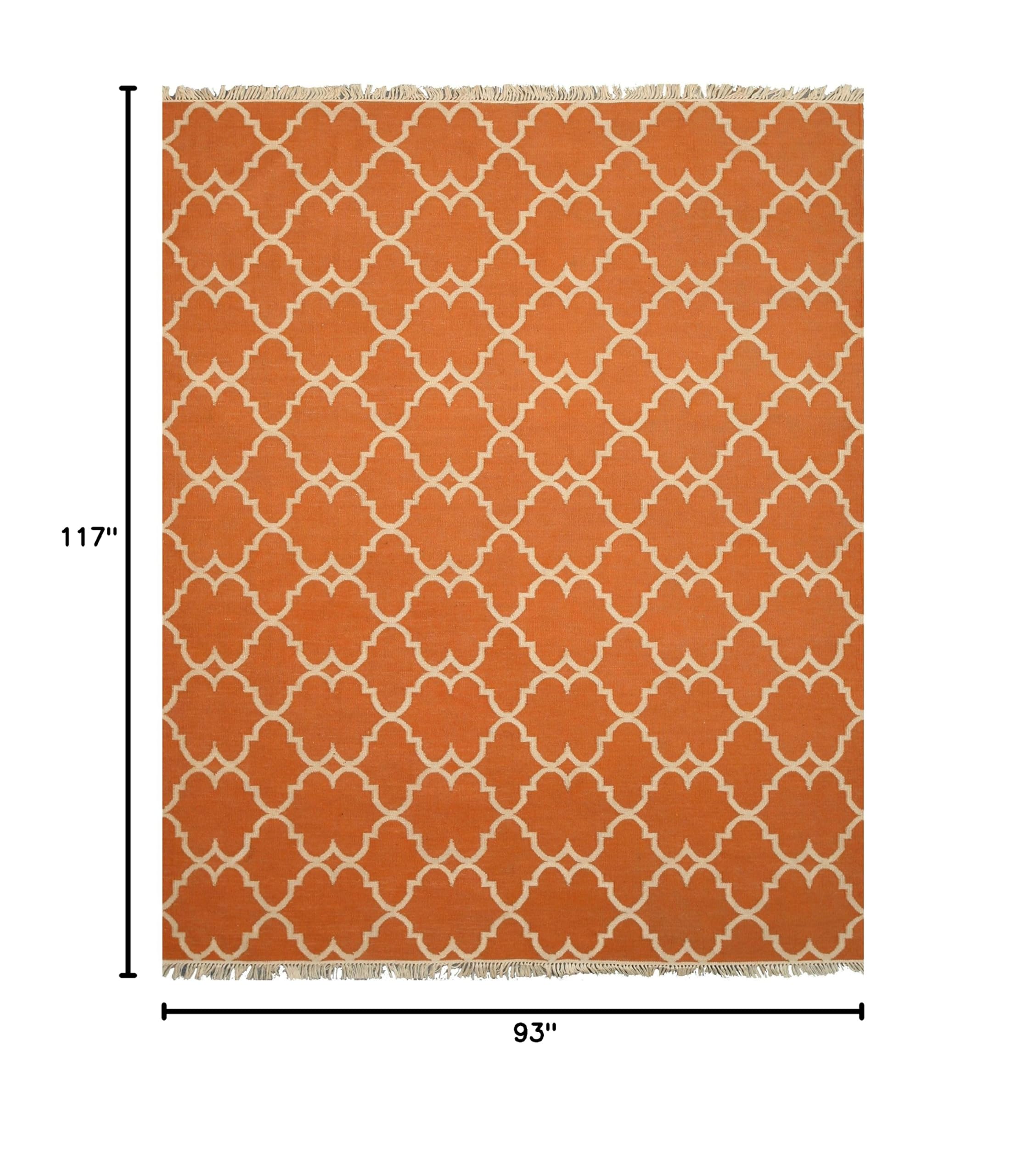 EORC Orange Handmade Polyester Reversible Moroccan Outdoor Rug - Durable & Stylish Area Rug for Patio, Garden, Deck - Waterproof & UV Resistant for All-Weather Use - Perfect for Outdoor Entertaining & Relaxation