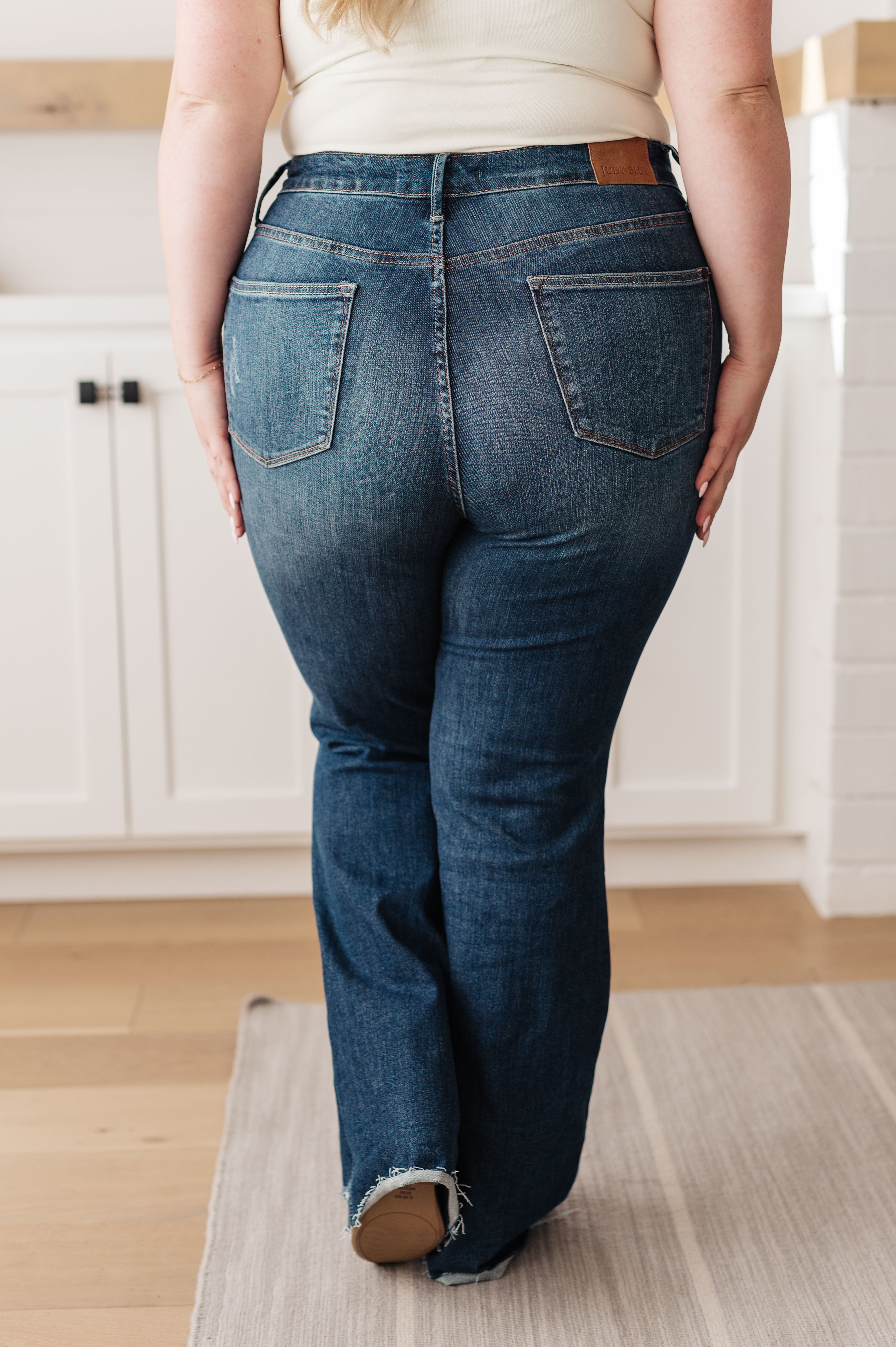Cassandra High Rise Control Top Distressed Flare Jeans for Women - Vintage Stretch Denim Pants with Tummy Control | Perfect for Casual Outfits, Date Nights & Boho Style