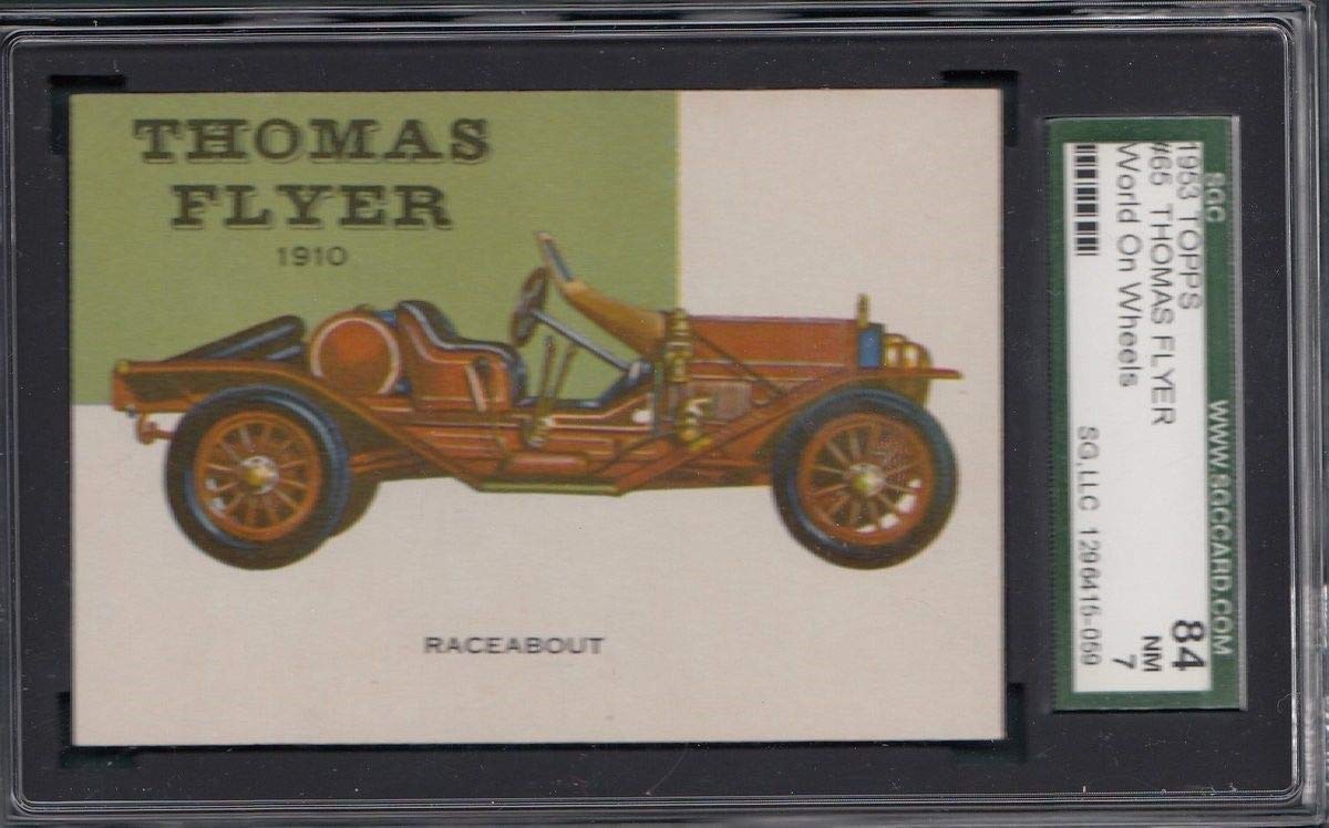 1953 TOPPS World on Wheels #65 Thomas Flyer NM SGC 84 7 - Vintage Trading Card for Collectors & Classic Car Enthusiasts - Perfect for Display, Gifts, and Investment