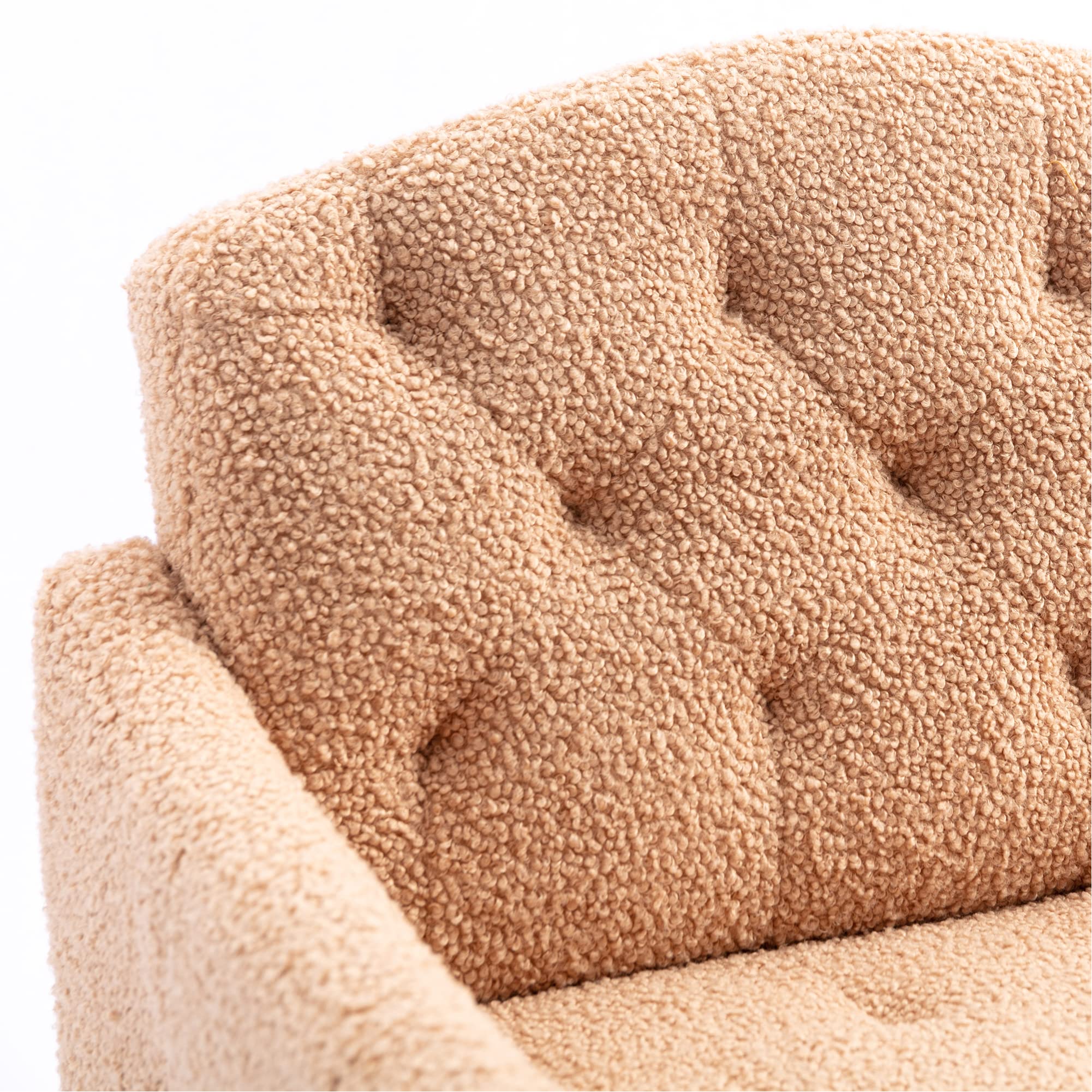 Modern Accent Chair - Upholstered Armchair & Club Lounge Chair for Living Room, Reading Nook, Studio or Dressing Room - Soft Teddy Camel Fabric - Stylish & Comfortable Seating Solution for Home Decor