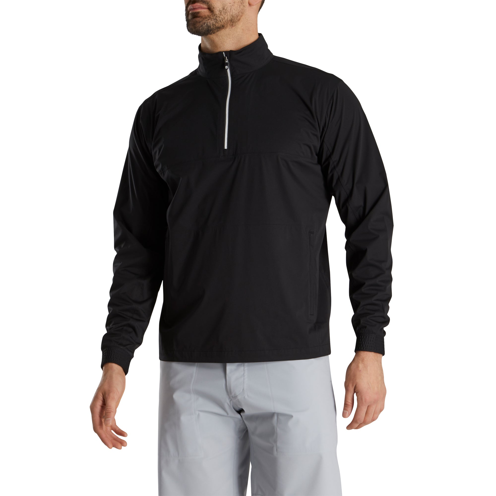 FootJoy HydroKnit Black Men's Golf 1/2 Zip Pullover - Lightweight Water-Resistant Performance Shirt for Golfing & Outdoor Sports