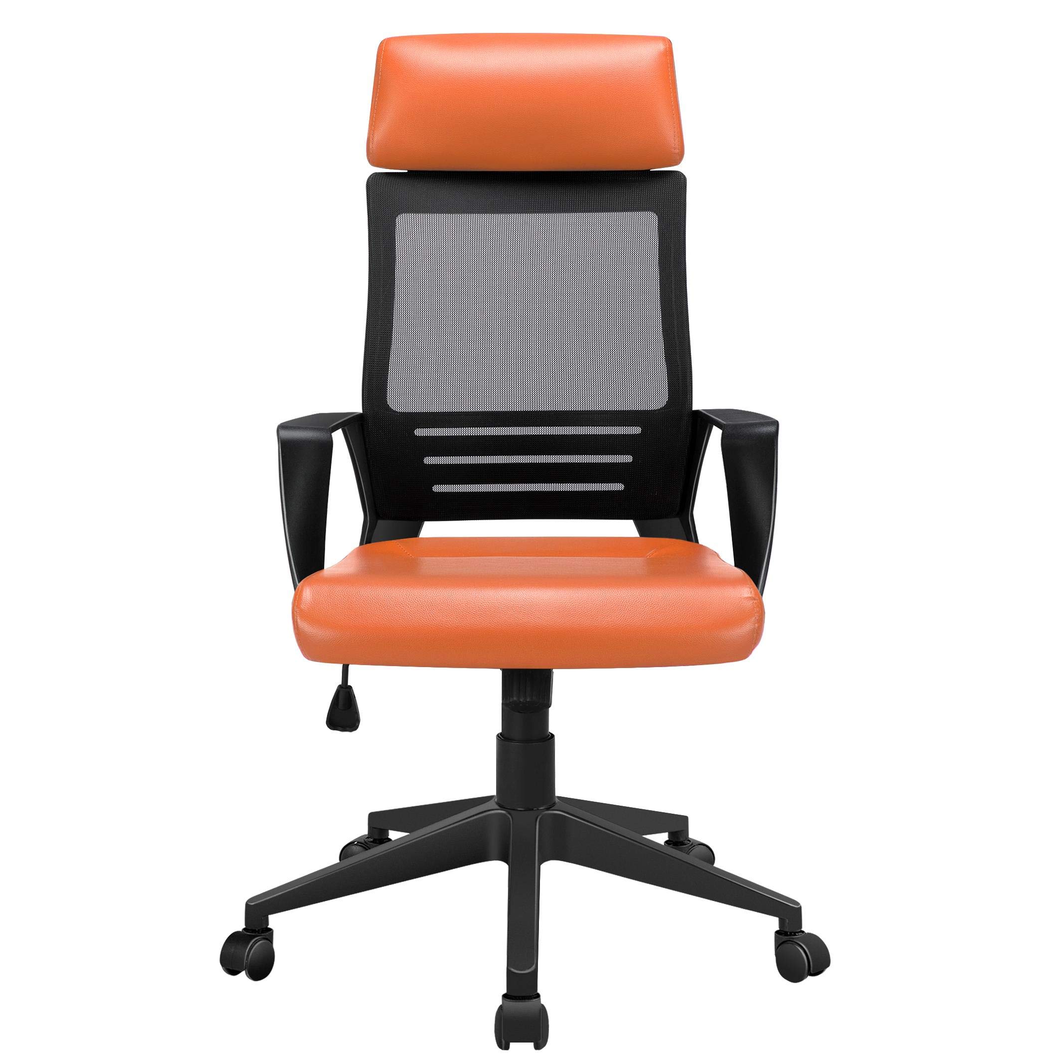 Topeakmart Ergonomic Mesh Office Chair - Adjustable Height Swivel Task Chair with Rolling Casters, Lumbar Support & Breathable Back - Perfect for Home Office, Gaming & Workspace (Orange)