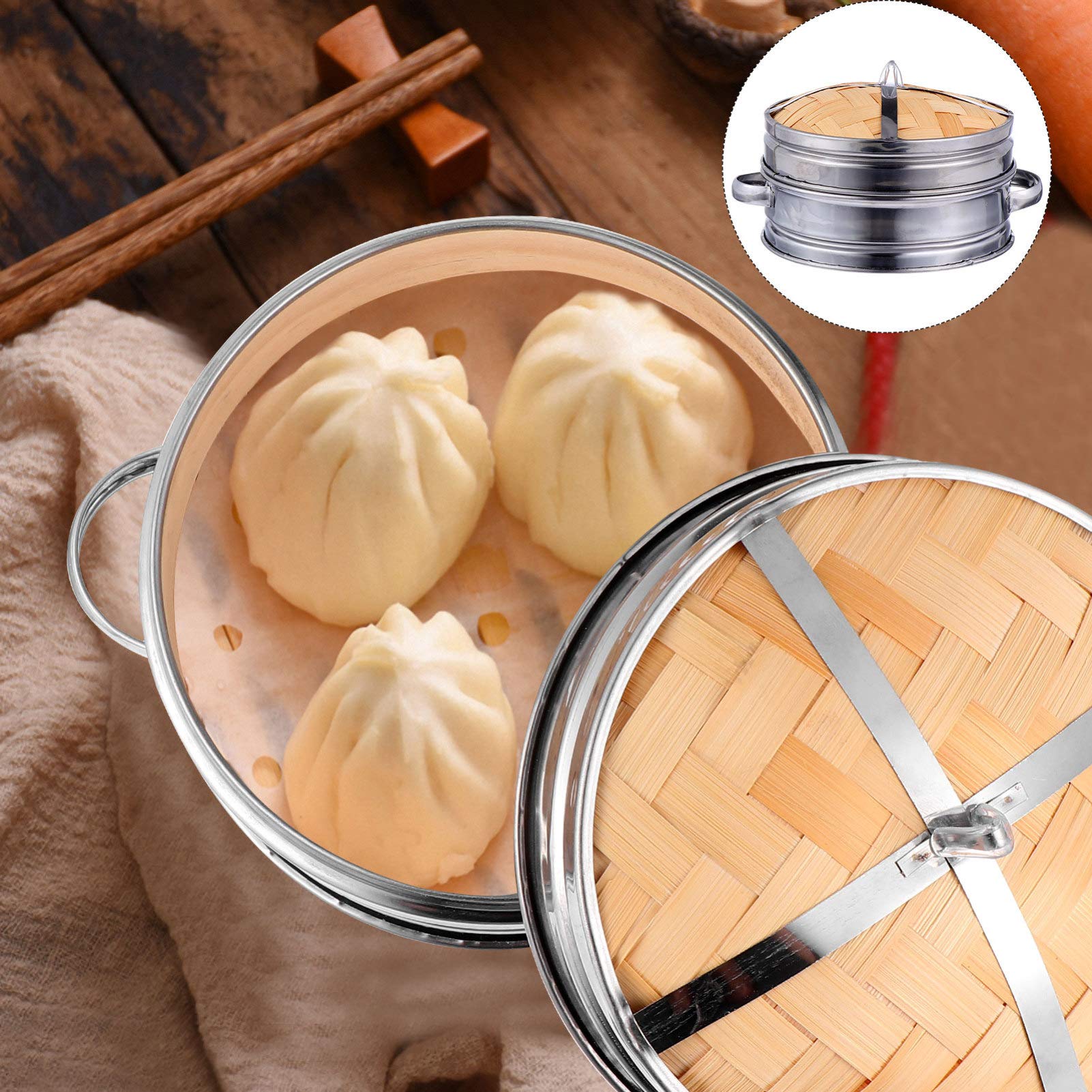 Yardwe Steamer Basket with Lid - Kitchen Gadget for Healthy Cooking