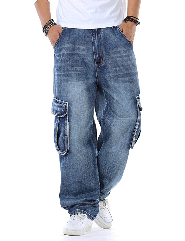 Men's Baggy Hip Hop Jeans Plus Size 30-46 with Multi-Pockets | Skateboard Cargo Pants for Men | Tactical Denim Joggers | Perfect for Streetwear, Urban Fashion & Skateboarding