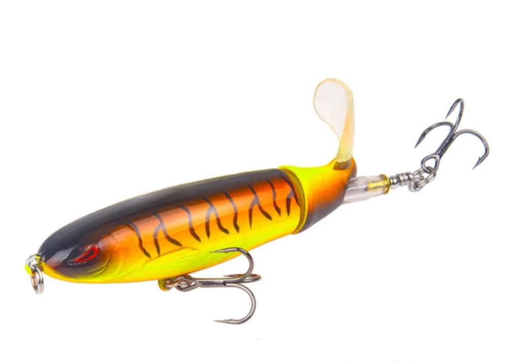 Whopper Popper Fishing Lure - Soft Rotating Tail Artificial Bait for Bass, Trout & Pike - Topwater Fishing Lures for Freshwater & Saltwater