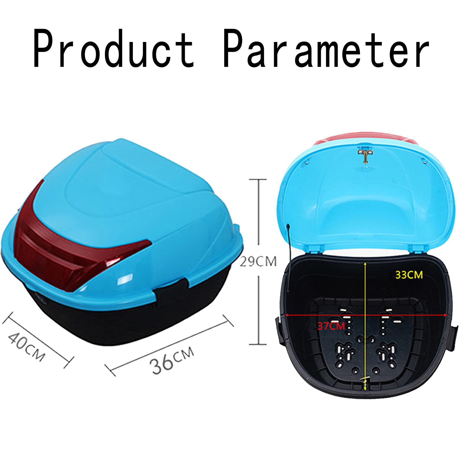 Universal Motorcycle Touring Top Box - Durable Scooter Tail Trunk Luggage Storage Case with Helmet Compartment (Sky Blue) - Perfect for Long Rides, Commuting & Adventure Travel