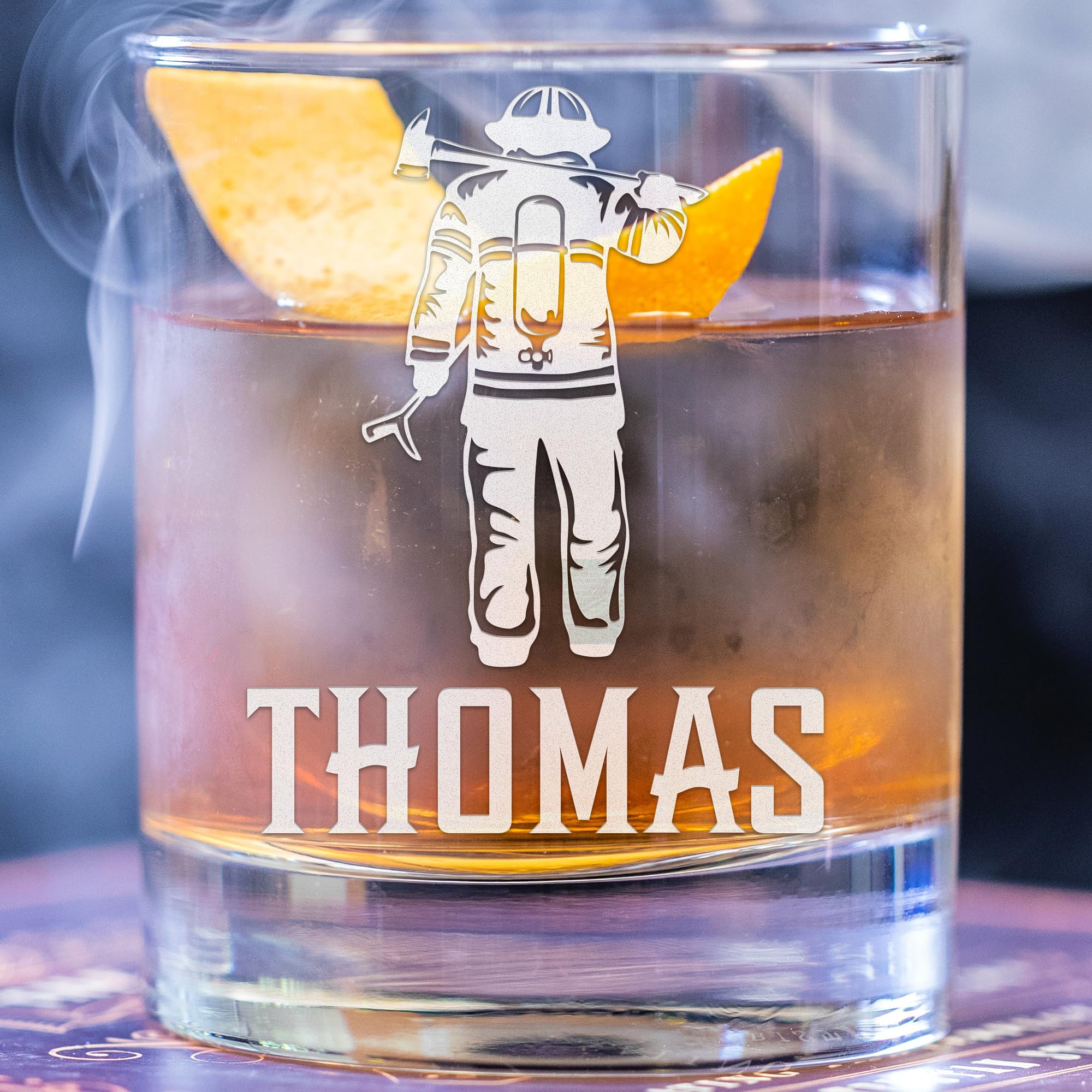 Personalized Firefighter Whiskey Glasses Set - Custom Engraved Fireman Gift for Men - Fire Department Christmas Present - First Responder Appreciation Gift - Perfect for Holidays, Retirement & Firefighter Themed Parties