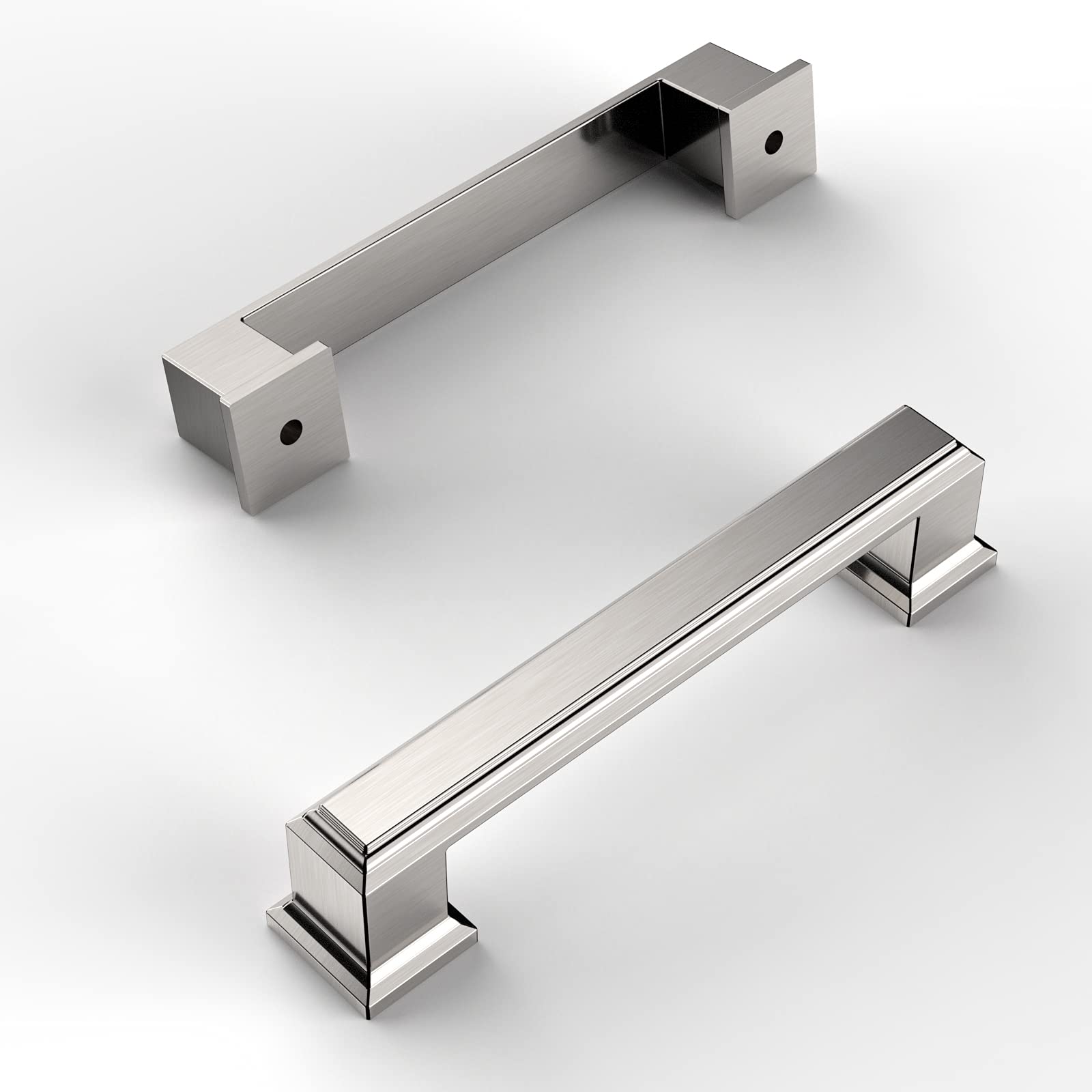 Amerdeco 15 Pack Brushed Nickel Cabinet Pulls 3-3/4 Inch (96mm) - Kitchen & Bathroom Hardware for Drawers & Dressers