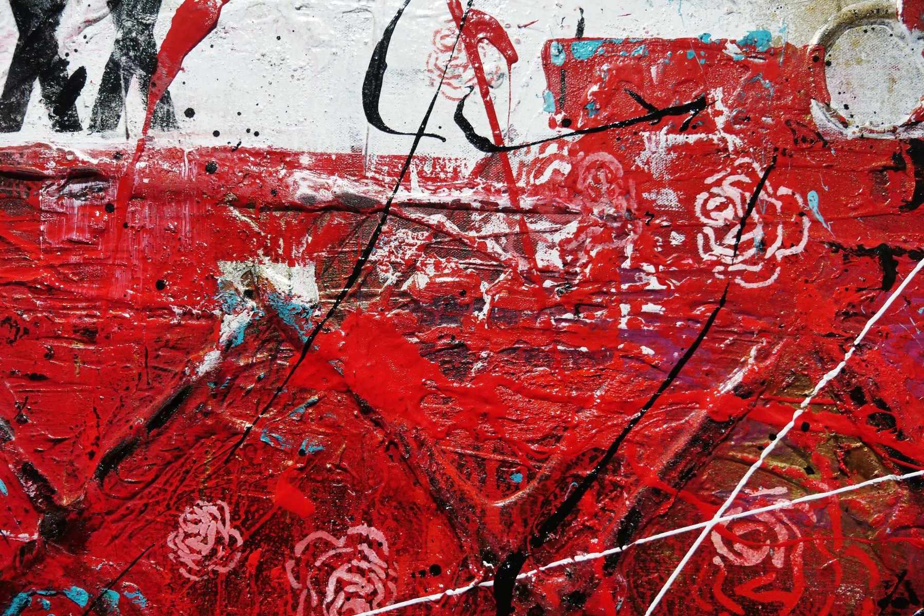 Always Forever 200cm x 80cm Kiss Me Goodnight Urban Pop Art Abstract Canvas Painting - Modern Home Decor for Living Room, Bedroom Wall Art