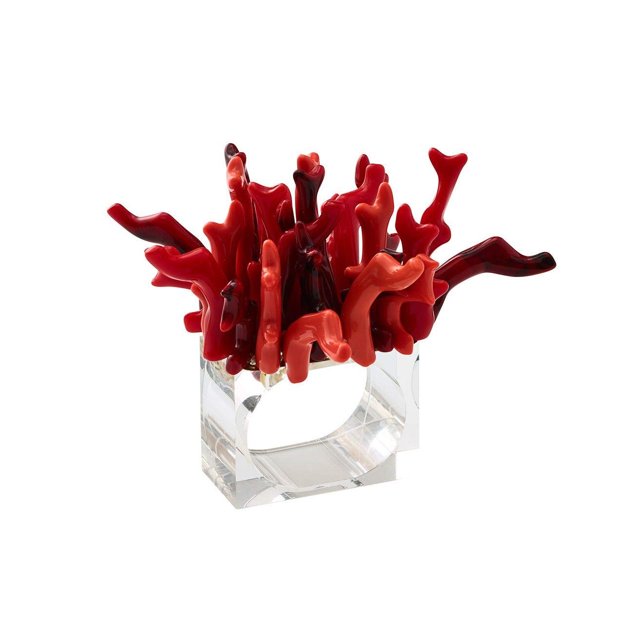 Kim Seybert Amalfi Coral Napkin Rings - Set of 4 Elegant Tableware Accessories for Wedding, Dinner Party & Holiday Decor
