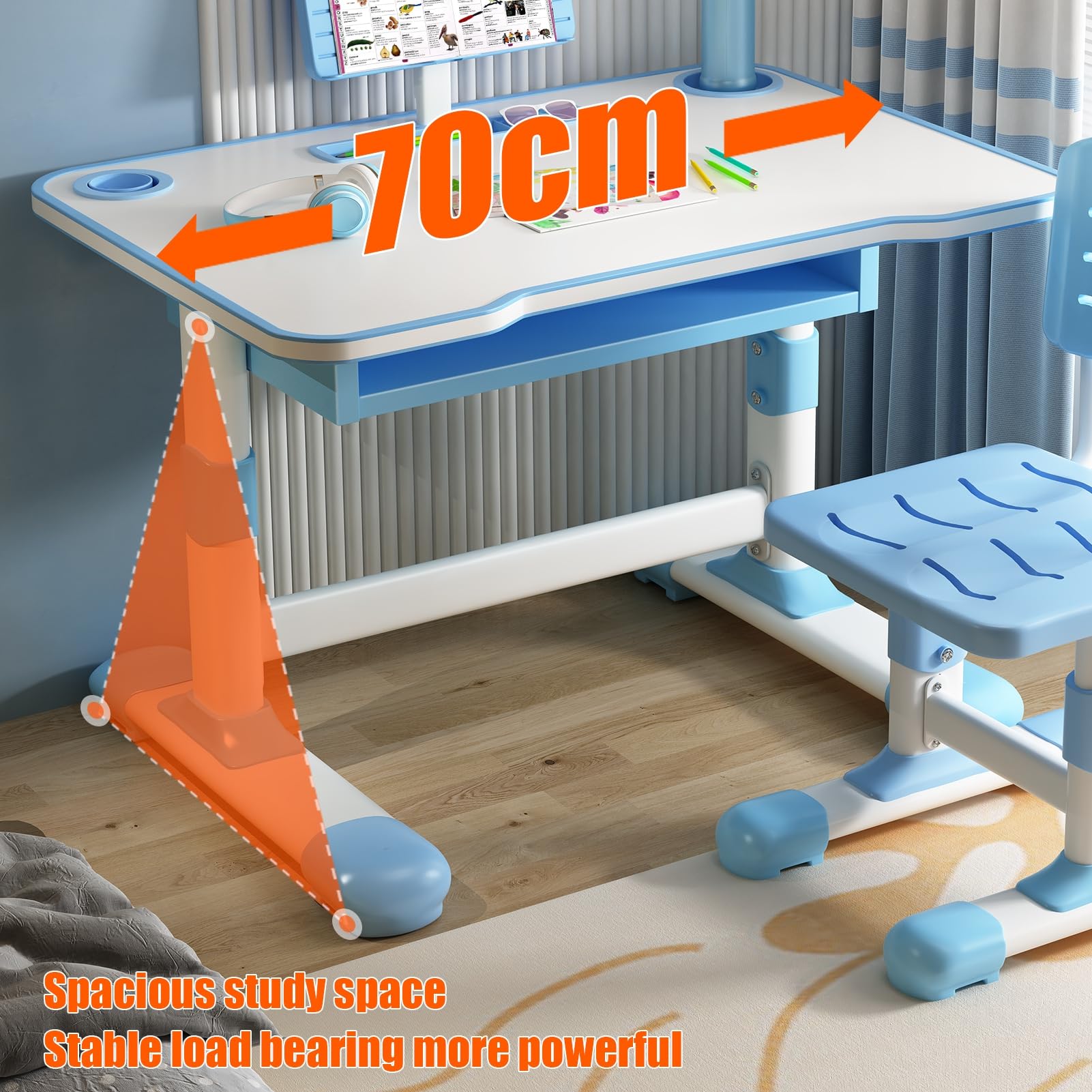 Adjustable Kids Desk and Chair Set with Light - Study & Art for Home School