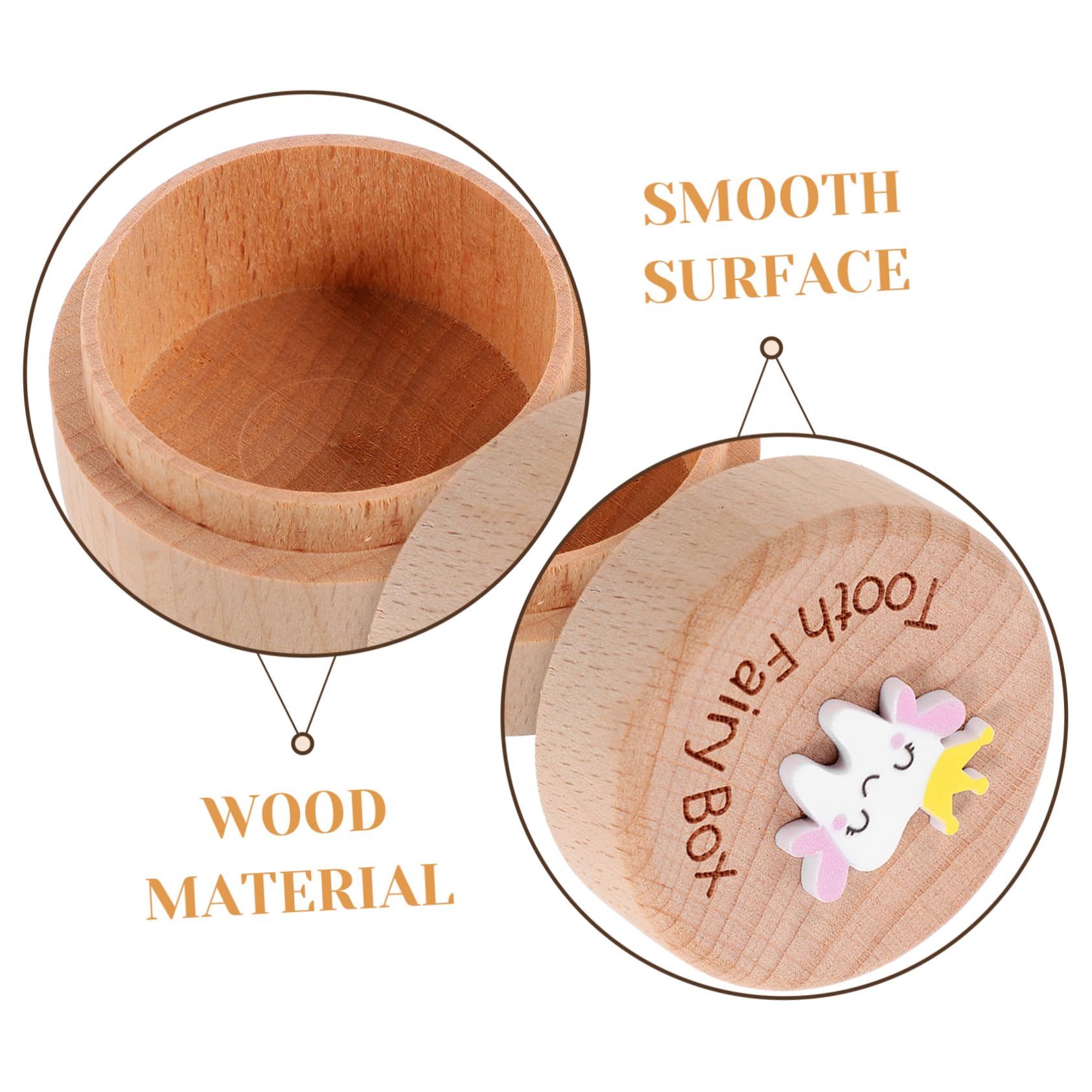 PRETYZOOM Wooden Baby Tooth Keepsake Box - First Tooth Holder for Kids, Children's Tooth Fairy Organizer with Fetal Hair Storage - Perfect for Baby Shower Gifts & Memory Preservation