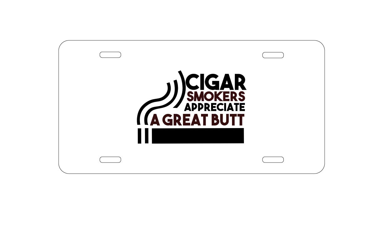 DistinctInk Personalized Aluminum Vanity License Plate for Car Front - Perfect Gift for Cigar Lovers & Automotive Enthusiasts | Great for Car Shows, Man Cave Decor, and Cigar Lounge Gifts