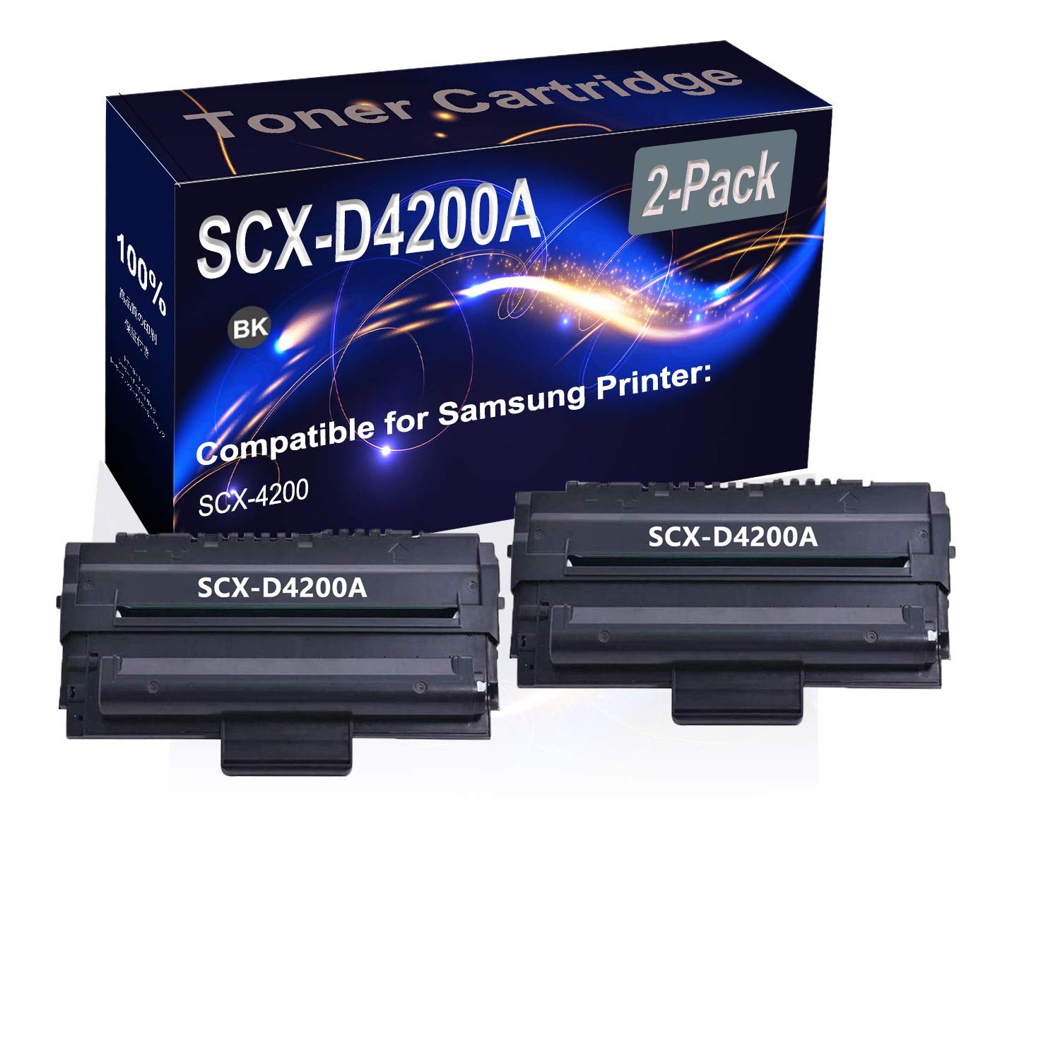 2-Pack Black High Yield SCX-D4200A Compatible Toner Cartridge for Samsung SCX-4200 Printer - Perfect for Office & Home Printing, Documents & Reports