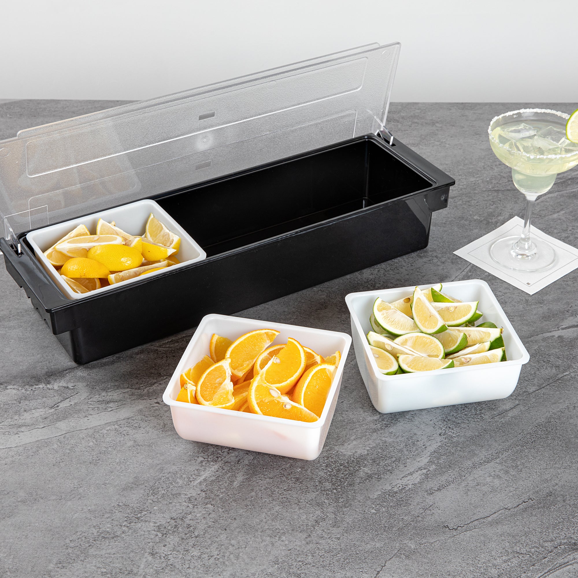 Bar Lux 1 Qt White Plastic Insert for 3-Compartment Condiment Caddy - Perfect for Restaurants, Cafes & Home Kitchen Organization (1 Count)