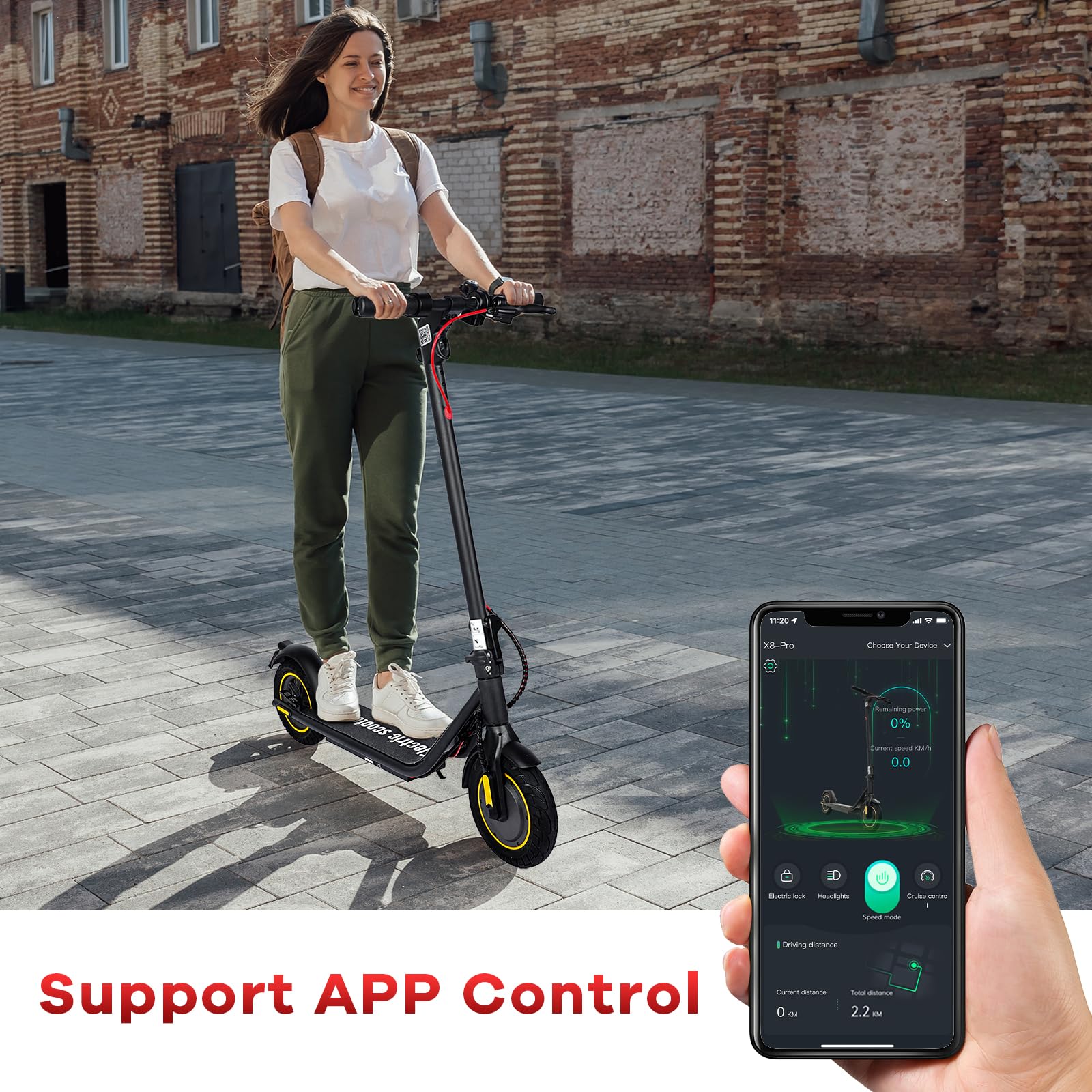 500W Electric Scooter for Adults - Foldable 10 Inch Wheels, APP Connectivity, Front & Rear Brakes - Perfect for Commuting & Urban Travel