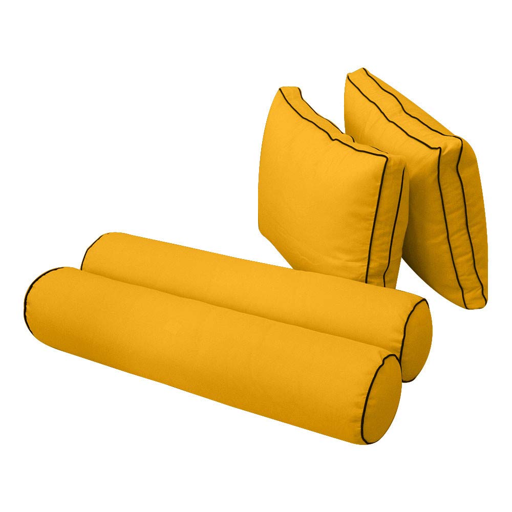 Outdoor Daybed Mattress Cover with Bolster Back Pillow Slipcovers - Waterproof Sunbrella Fabric for Patio, Poolside & Garden Furniture (Style 1, Contrast Trim, Full Size AD108)