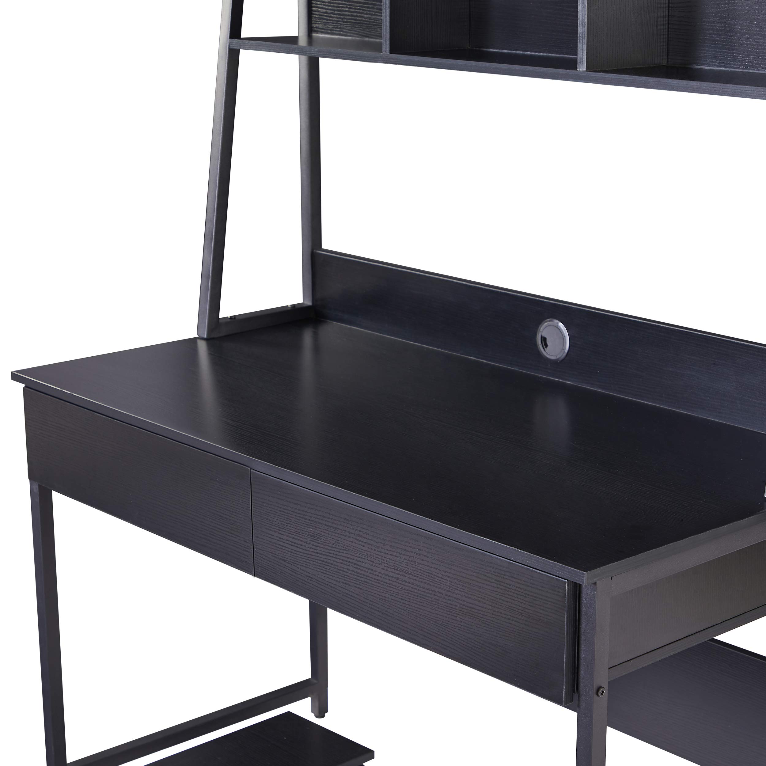 Black Home Office Computer Desk with Hutch & Bookshelf - 47.24