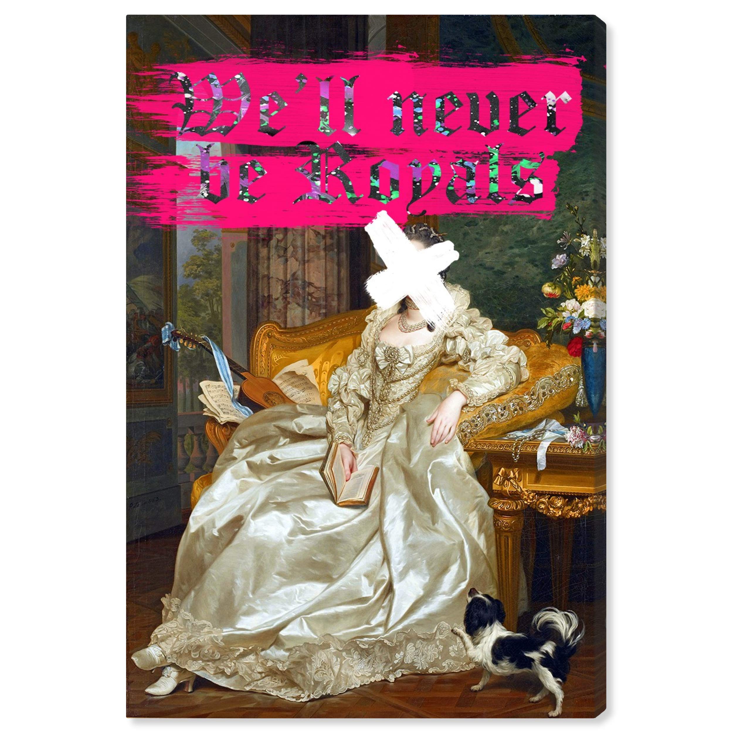 Oliver Gal Artist Co. 'Never Be Royals' Typography Wall Art Canvas Print - 30x45 Inches Pink & Brown Home Decor for Living Room, Bedroom & Office