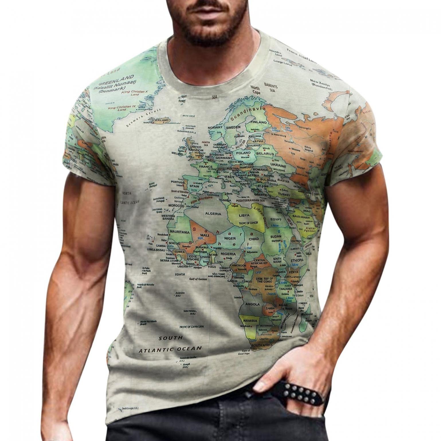 Stylish Men's Casual Retro Distressed Print T-Shirt - Vintage Crew Neck Short Sleeve Top for Everyday Wear | Perfect for Streetwear, Weekend Outings & Casual Gatherings