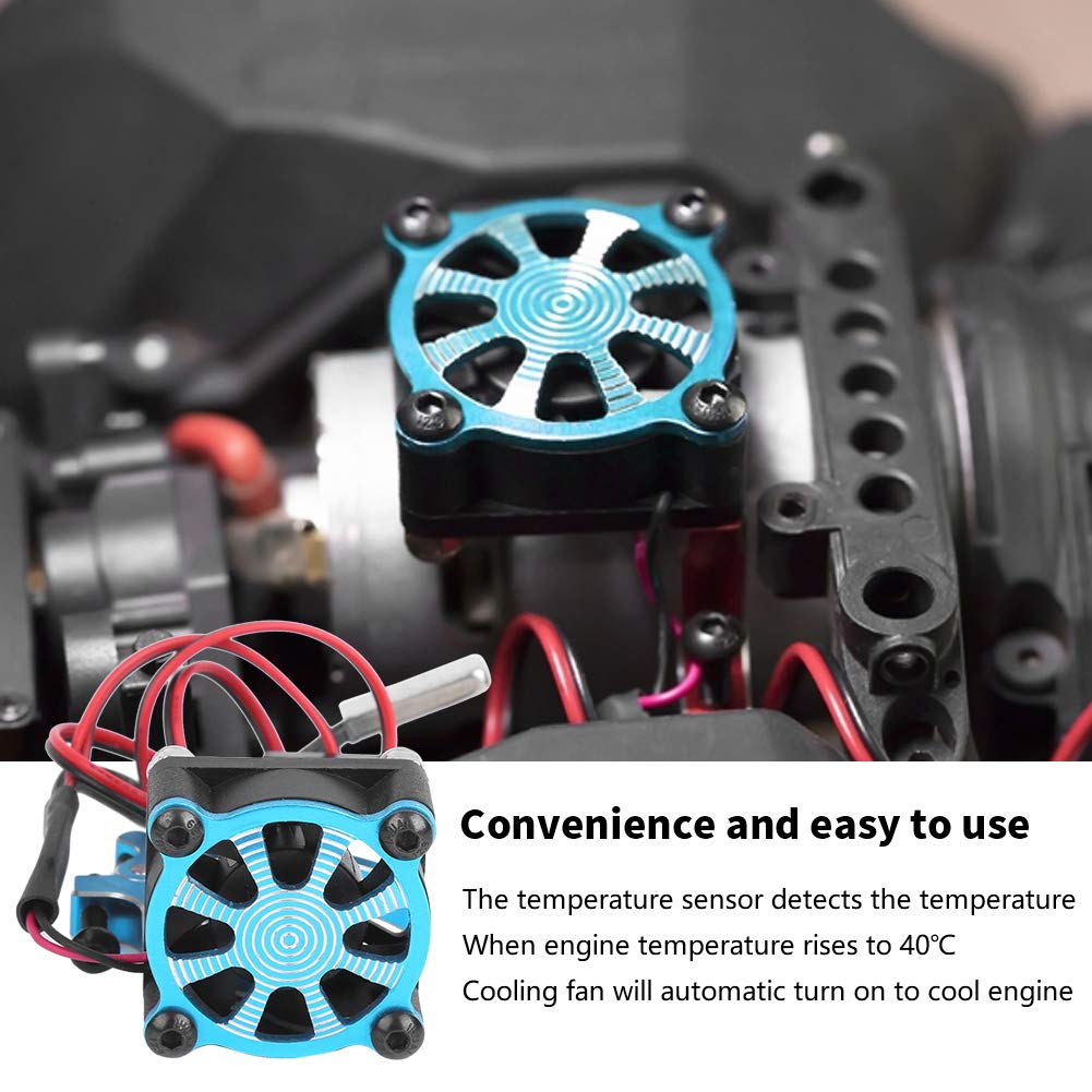Aluminum Alloy RC Car Motor Heatsink with Thermal Sensor - High Performance Cooling for 1/10 1/8 Scale RC Cars & Trucks (Blue) - Perfect for Off-Road Bashing, Racing & Prolonging Motor Life