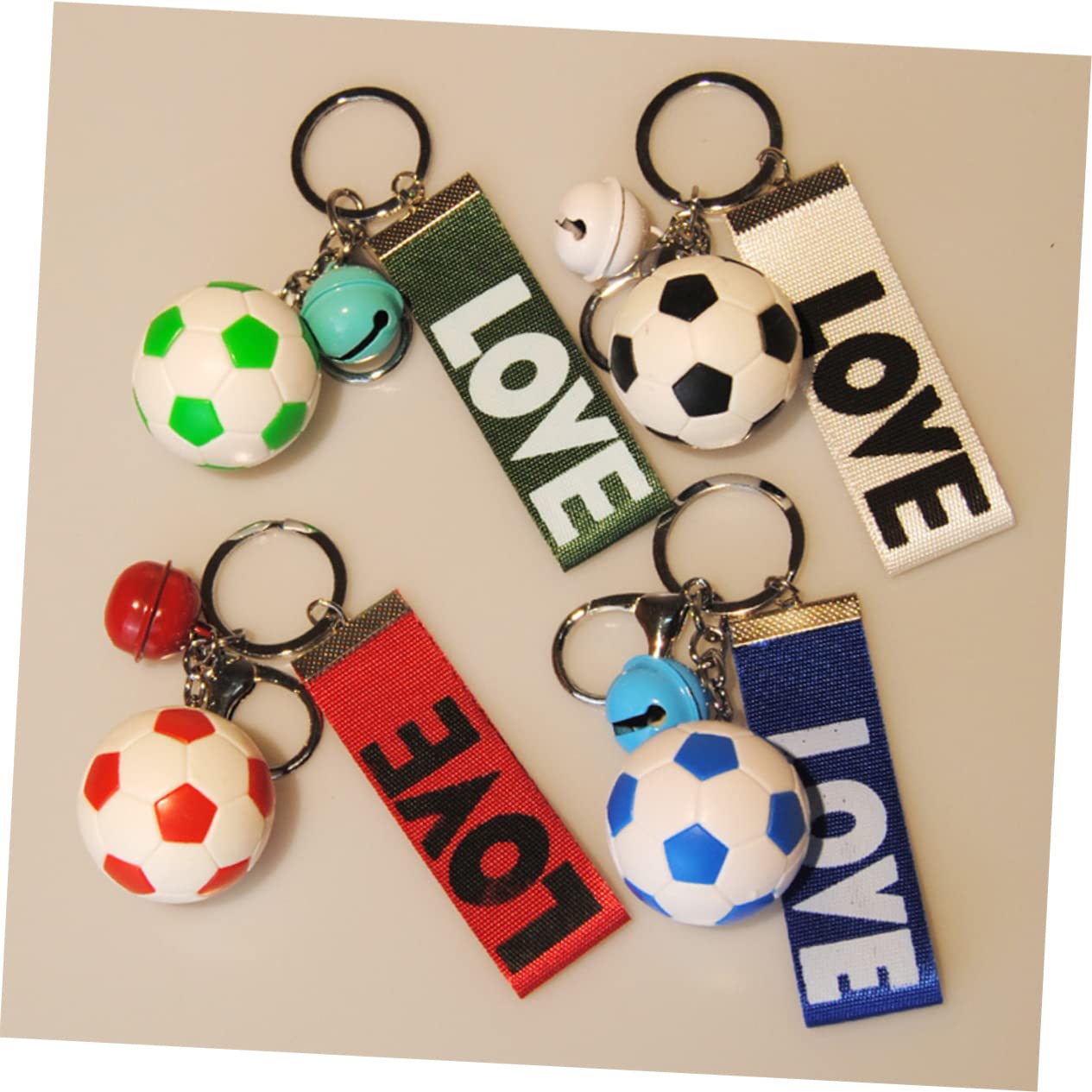 CORHAD 5-Piece Soccer Ball Keychain Set - Sports Fan Keyrings for Football Lovers - Perfect for Gifts, Backpacks & Car Keys (Soccer Accessories)