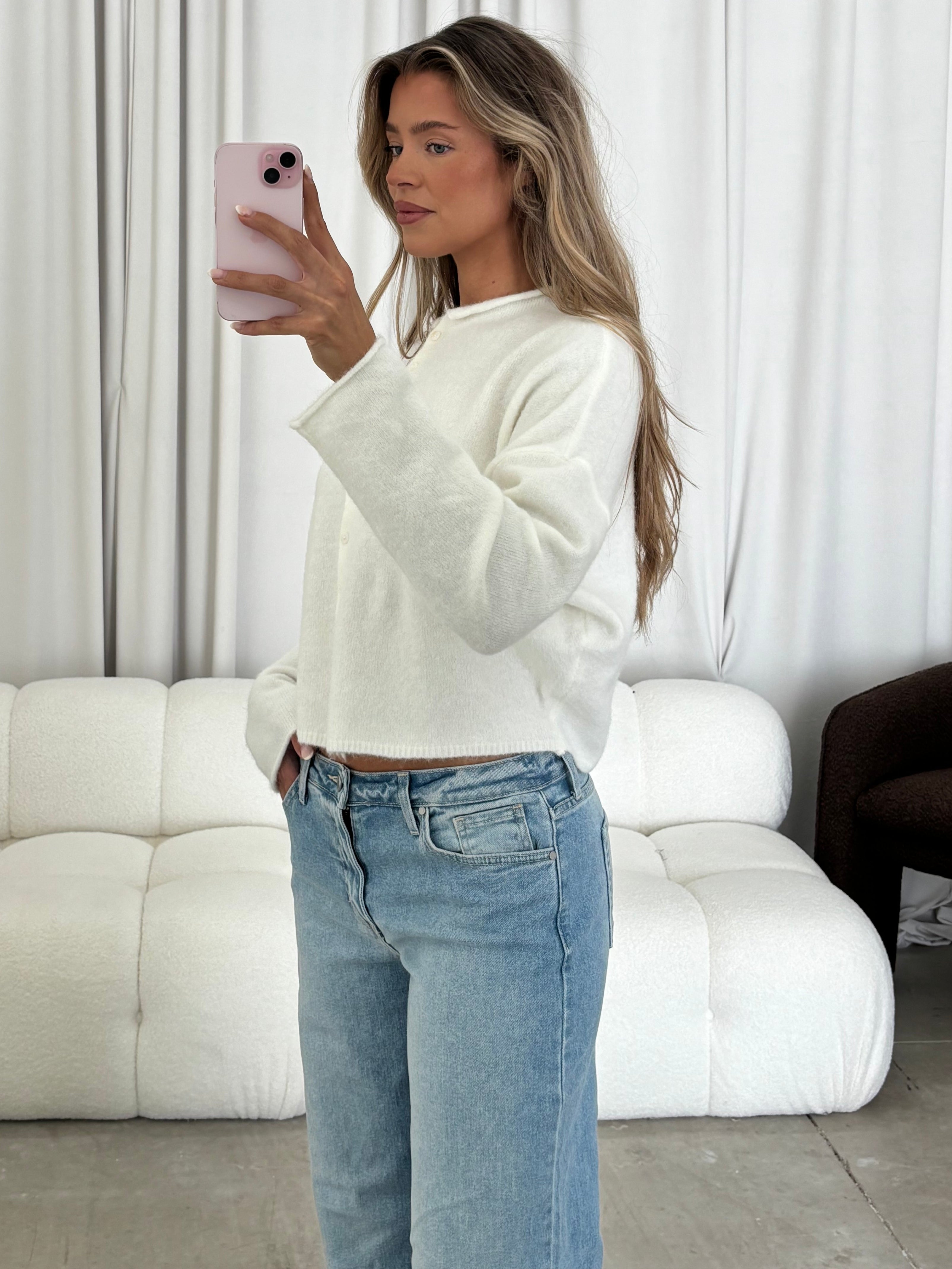 Piper Cardigan in Snow | Soft & Cozy Women's Knit Sweater | Perfect for Winter, Fall & Casual Outfits