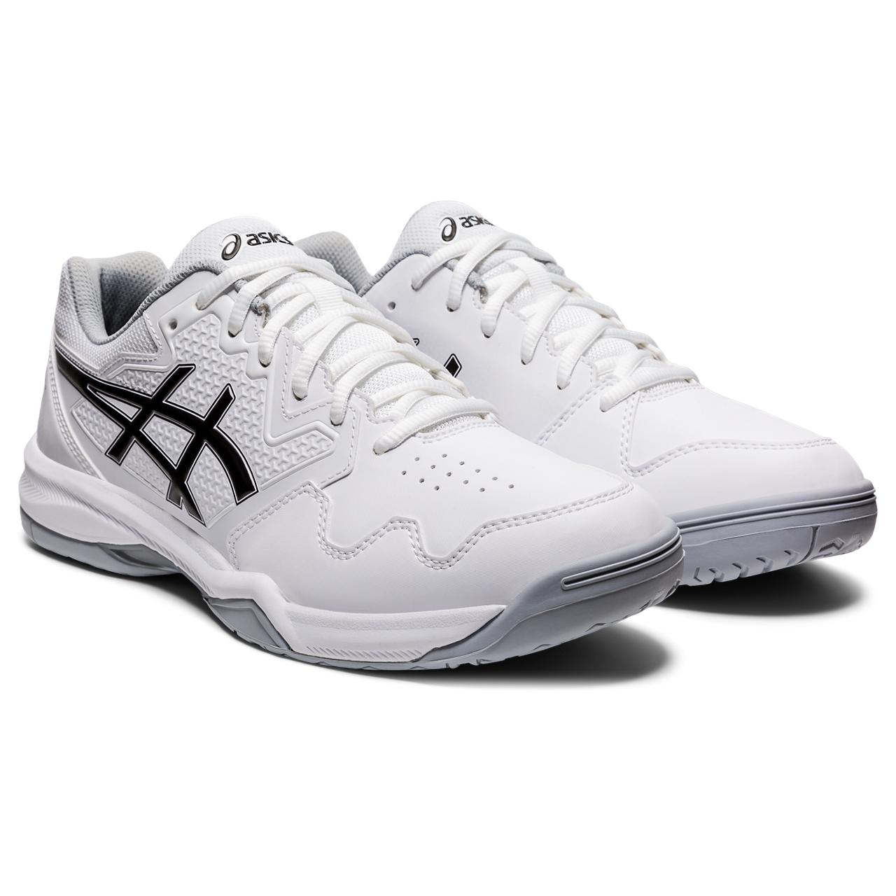 ASICS Gel-Dedicate 7 Men's Tennis Shoes - White/Black - Lightweight Performance Court Shoes for Tennis & Pickleball - Ideal for Competitive Play & Training Sessions