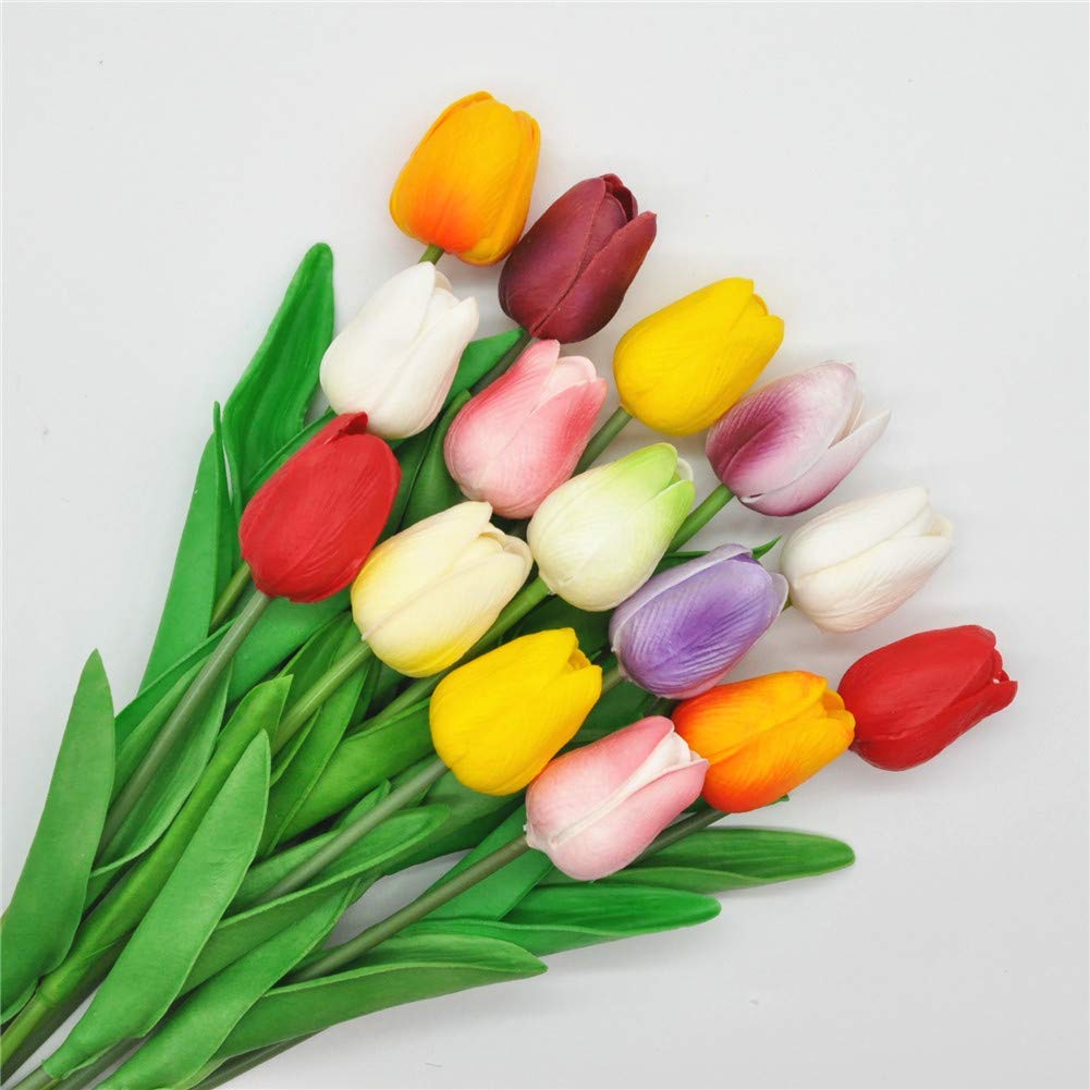 10Pcs Real Touch Artificial Tulips - PU Flower Bouquet for Home Decor, Wedding Centerpieces, Party Arrangements & Spring Table Decor (Purple)