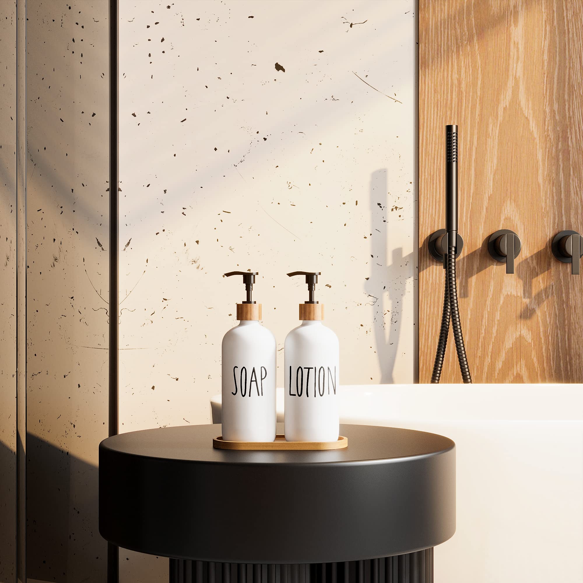Premium Glass Soap Dispenser for Kitchen & Bathroom - Modern Farmhouse Style Hand & Dish Soap Dispenser with Elegant Design | Perfect for Sink Countertop Decor, Dishwashing & Hand Washing Station