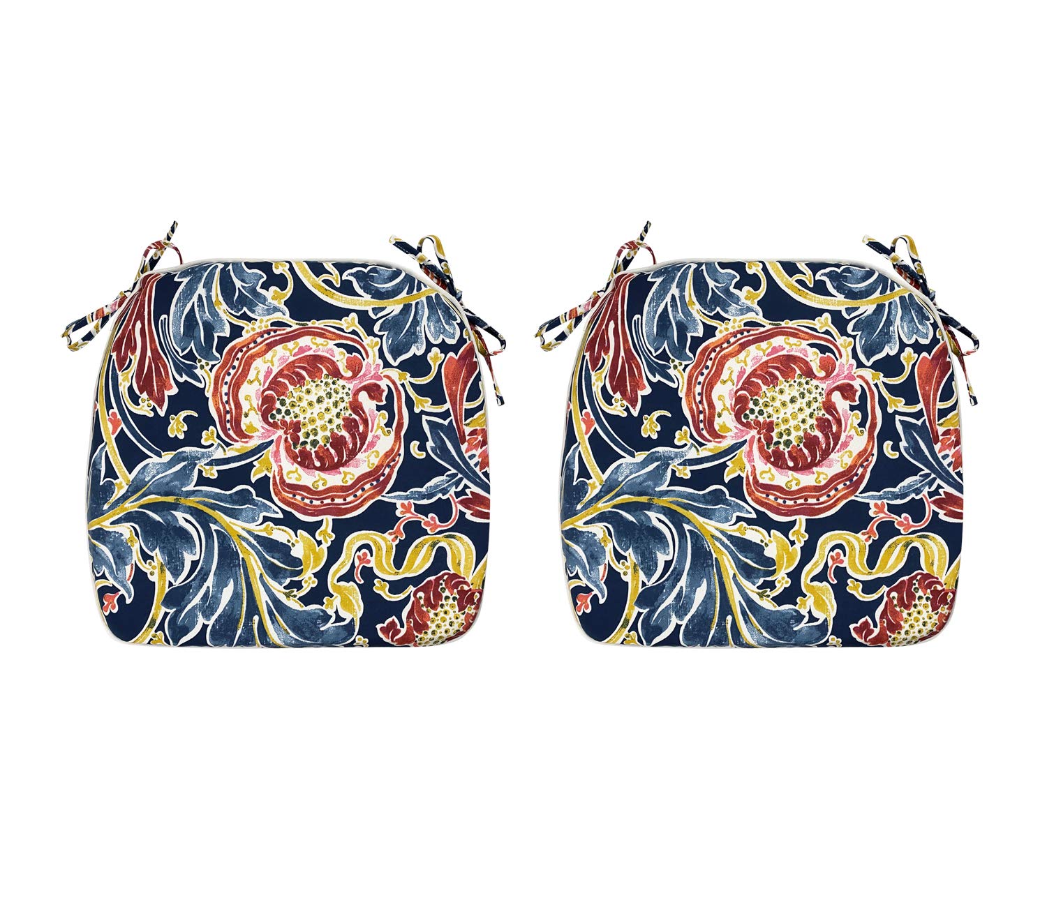 Premium Outdoor Chair Cushions Set of 2 - 16x17 Inch Navy Blue U-Shaped Patio Seat Cushions with Secure Ties - Water-Resistant & Durable for Garden, Deck, Balcony, and Home Office Furniture (Perfect for Relaxing Outdoors)