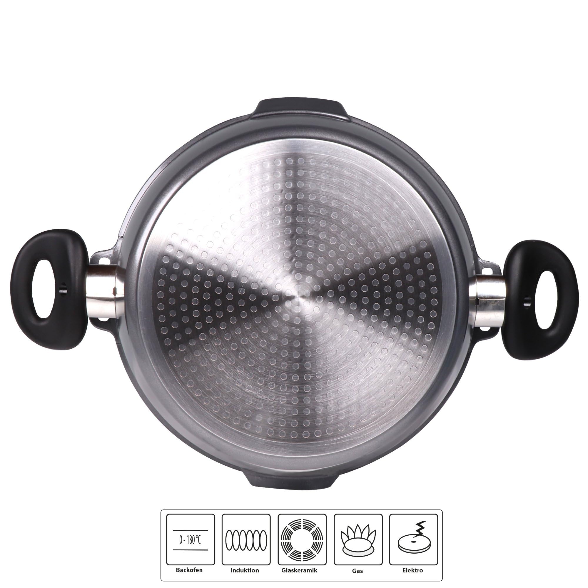 28cm Future Induction-Compatible Cooking Pot with Glass Sieve Lid - Perfect for Boiling, Steaming & Healthy Cooking on Induction Stovetops