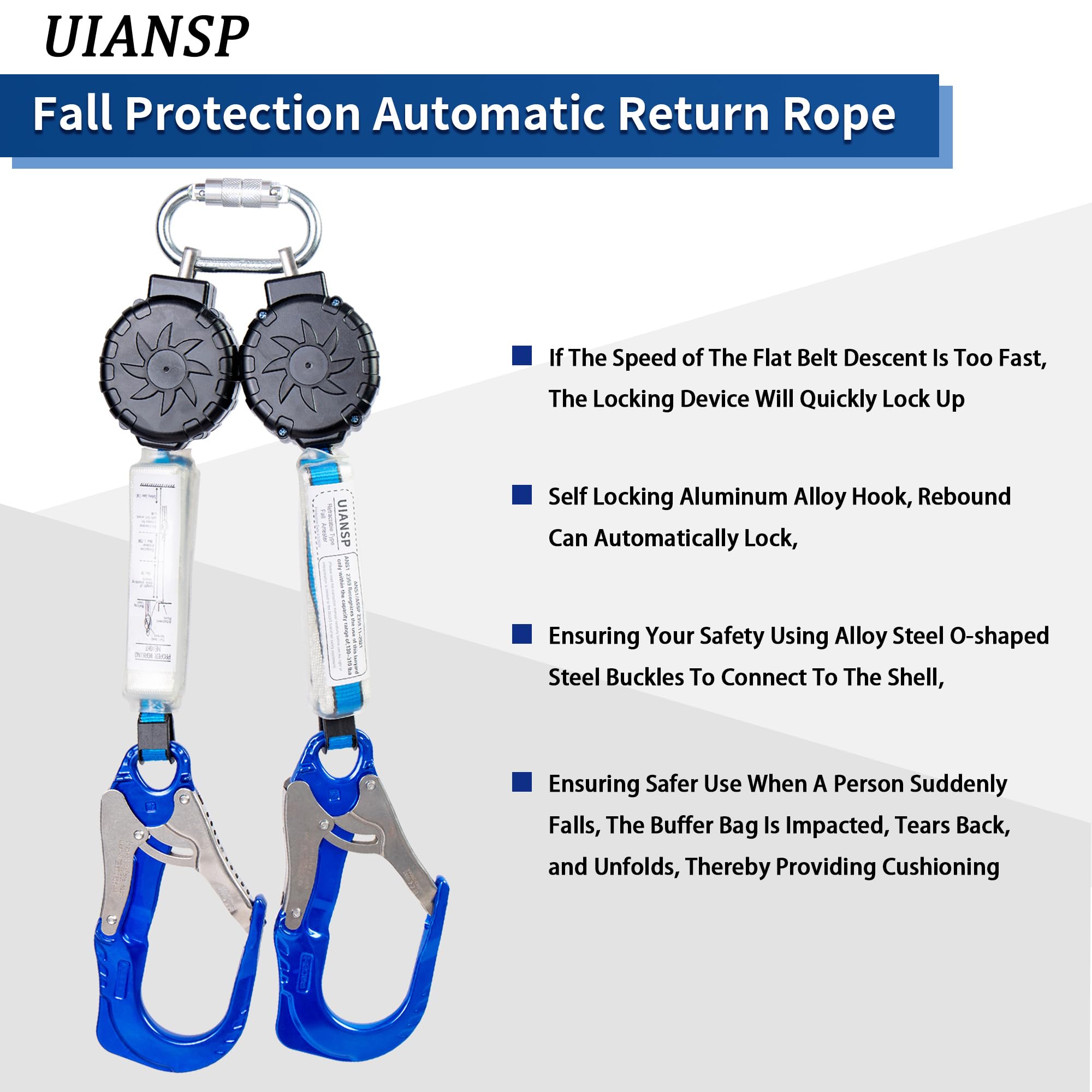 Self Retracting Lifeline - Retractable Fall Arrest Lanyard for Construction & Roofing Safety with External Shock Absorber | OSHA Compliant Fall Protection Equipment for Roofers, Construction Workers & Industrial Use